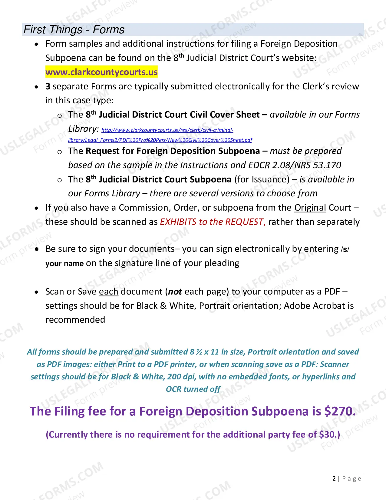 Preview Foreign Deposition Packet
