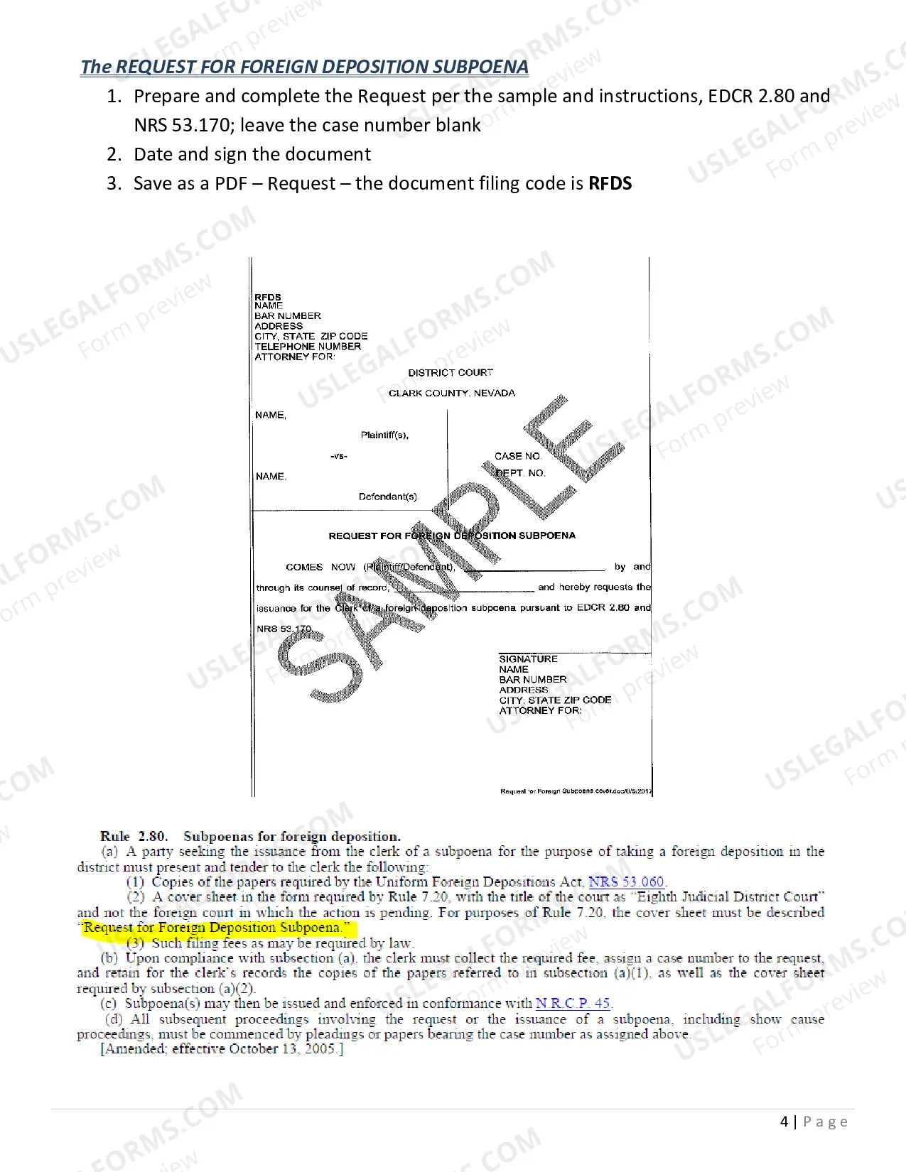 Preview Foreign Deposition Packet