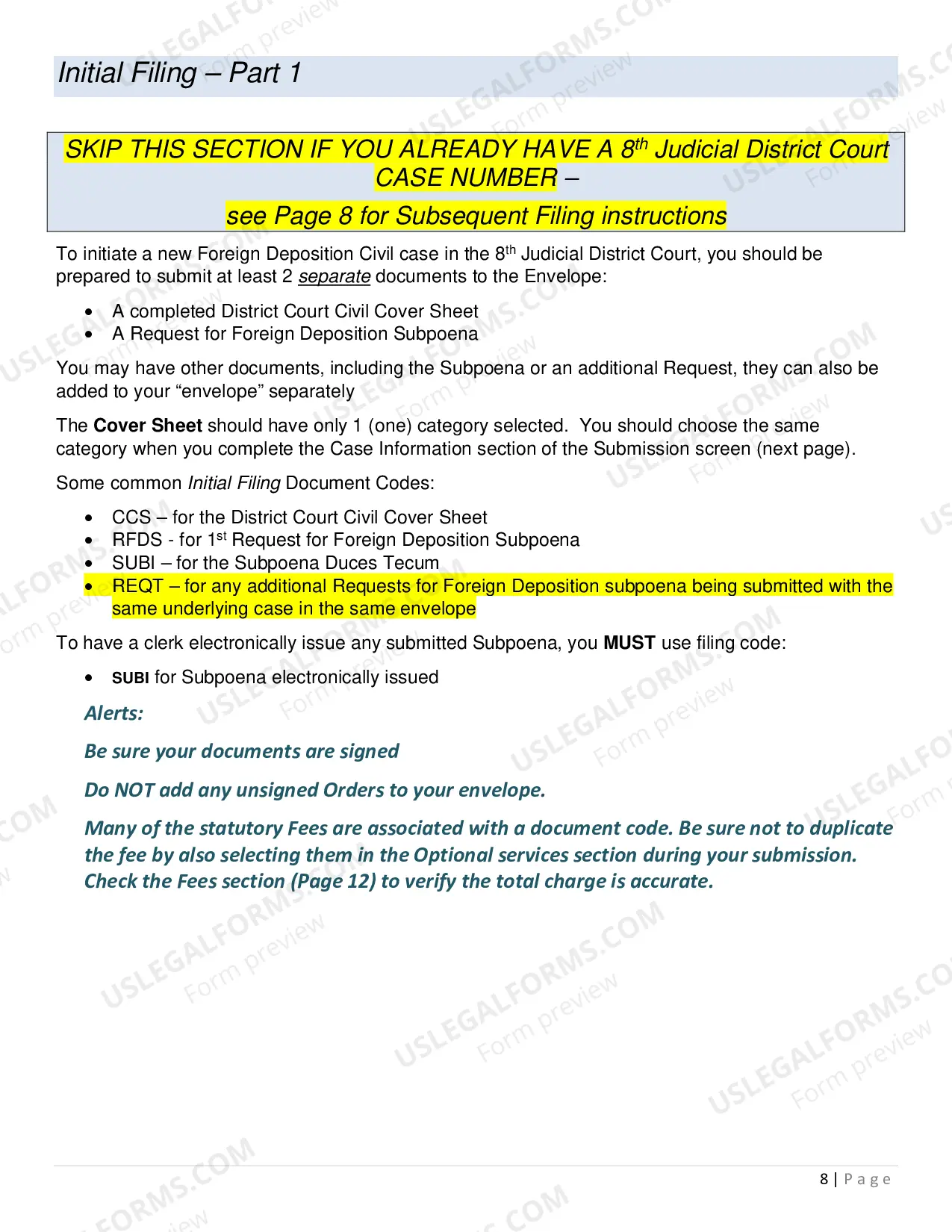 Preview Foreign Deposition Packet