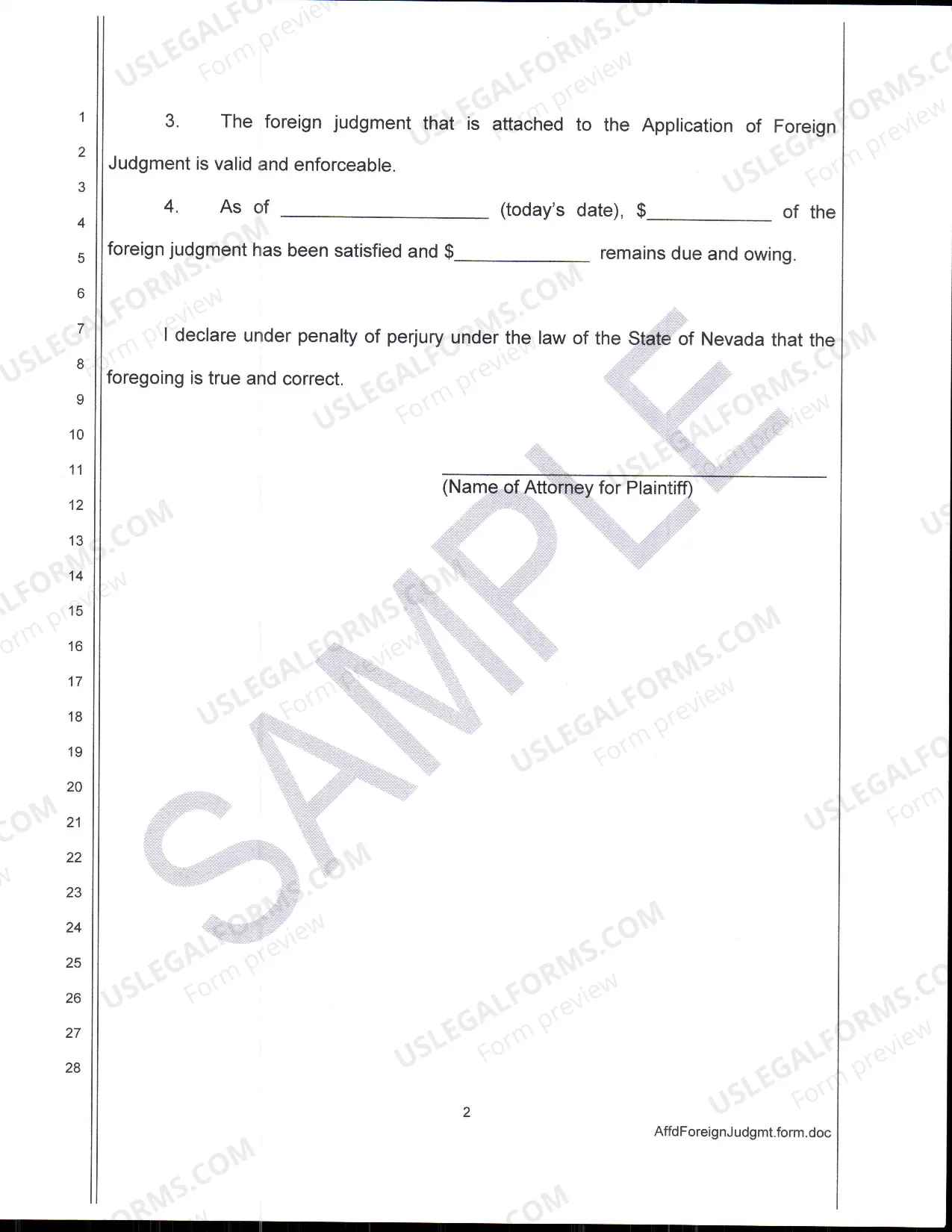 Preview Foreign Judgment Packet