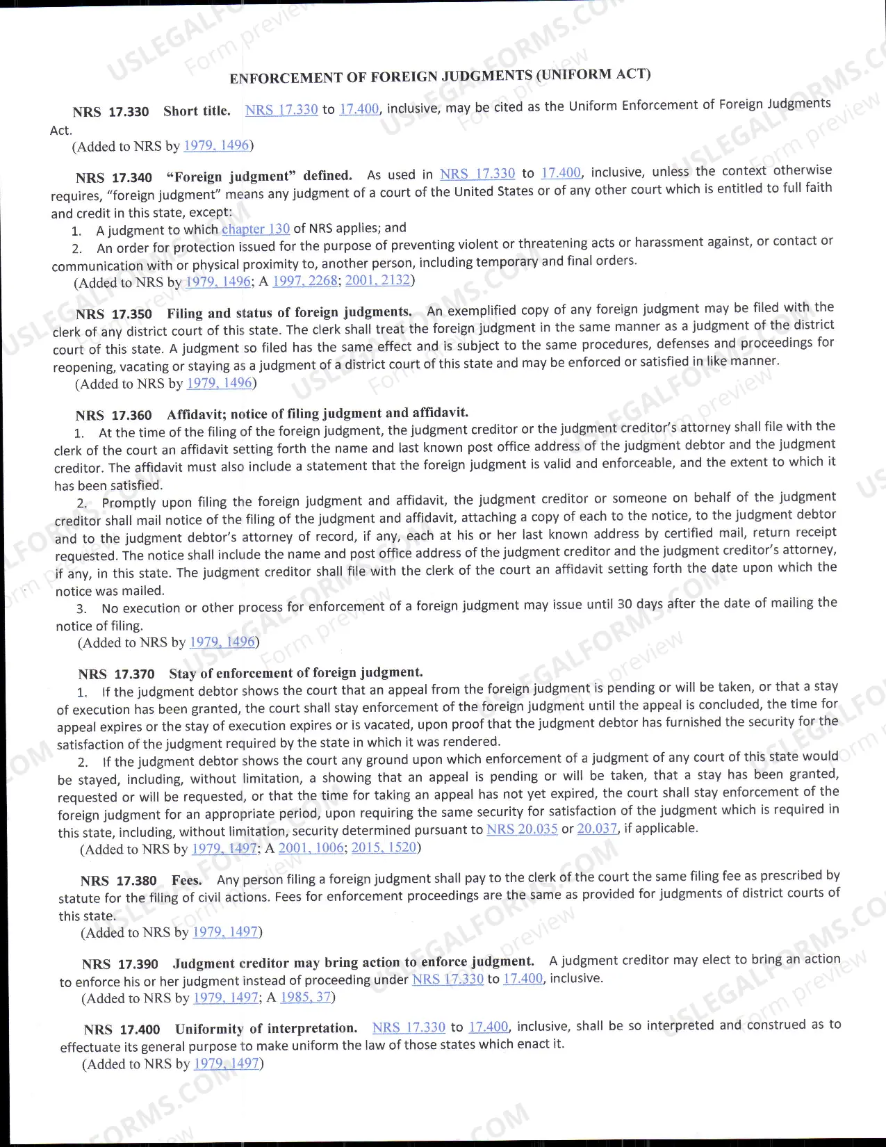 Preview Foreign Judgment Packet