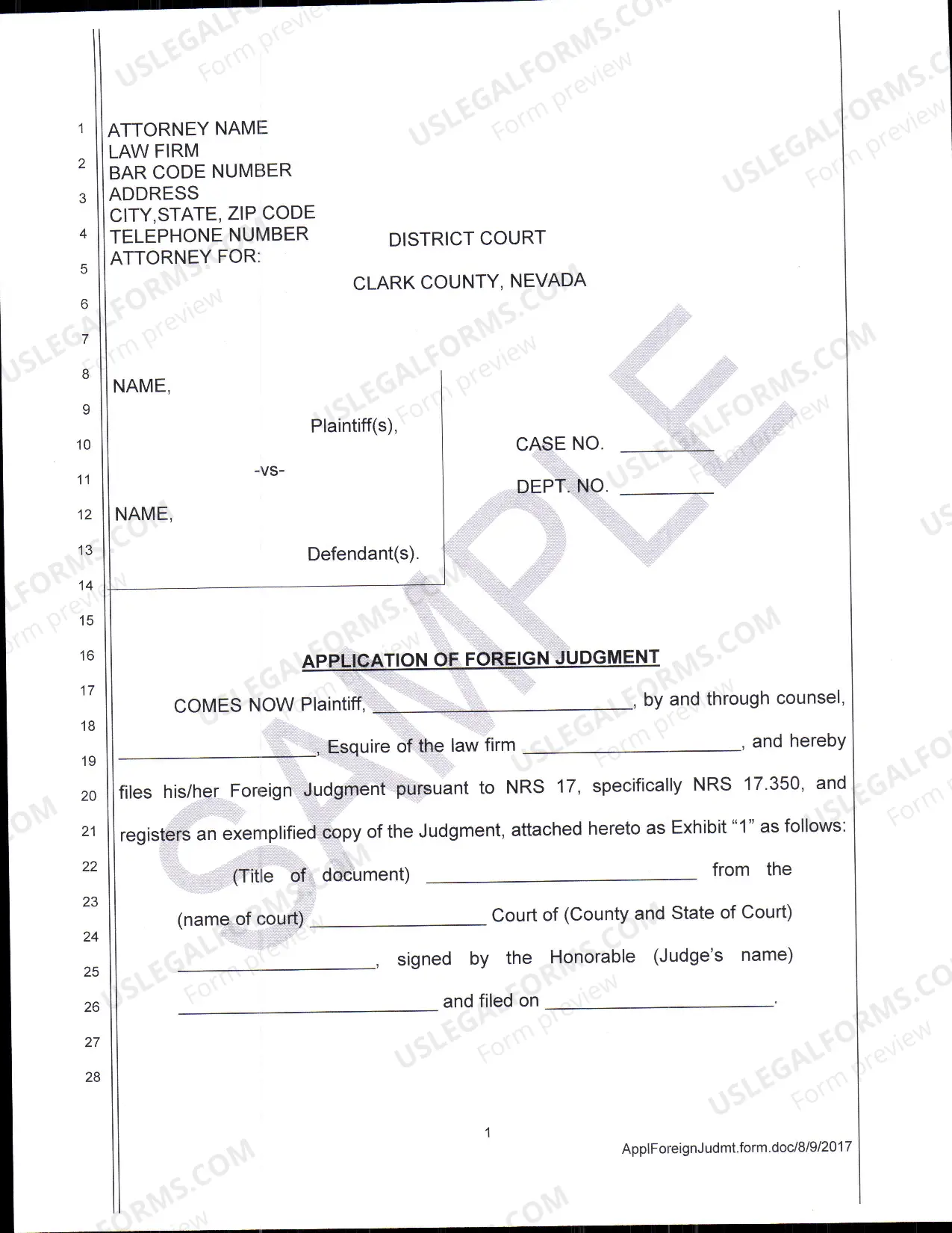 Preview Foreign Judgment Packet