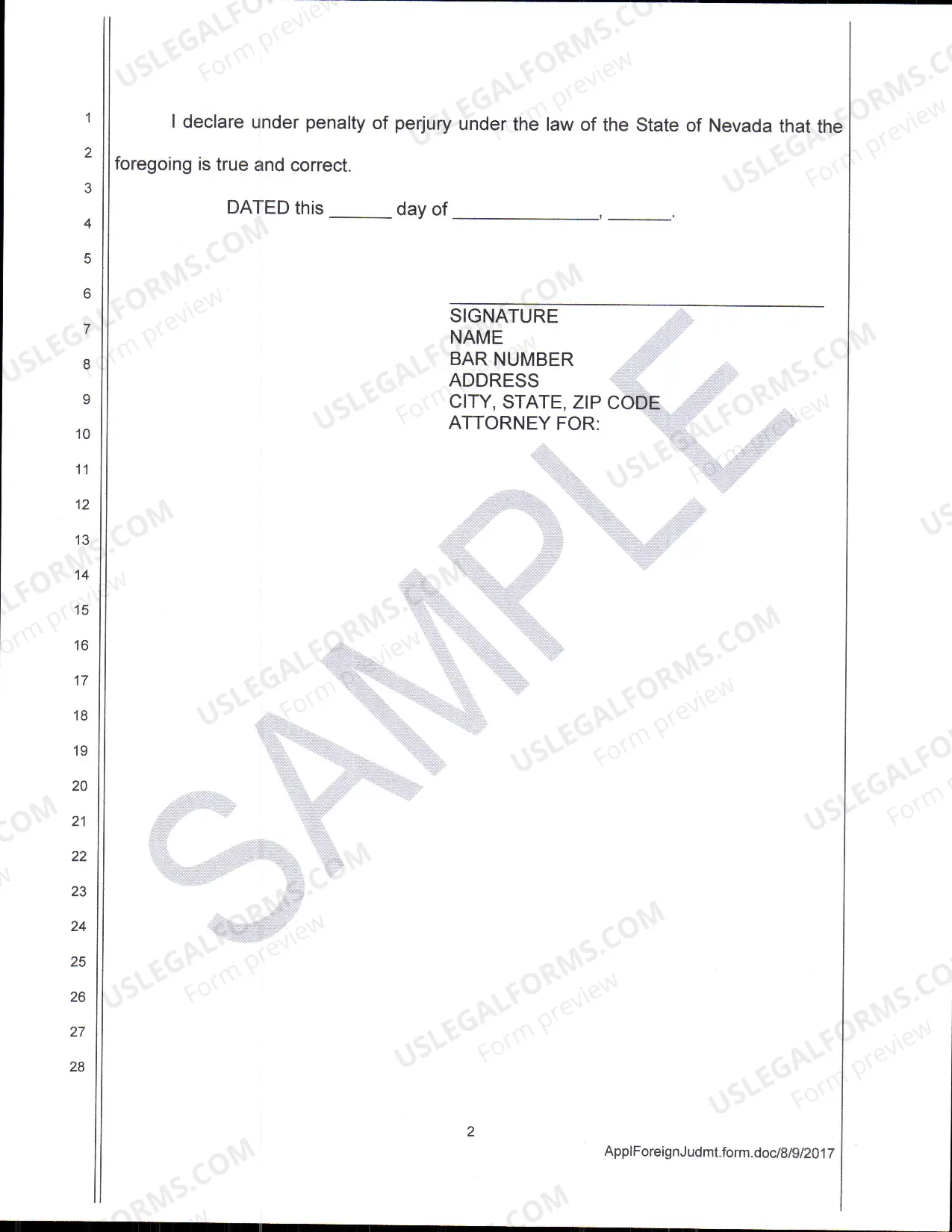 Preview Foreign Judgment Packet