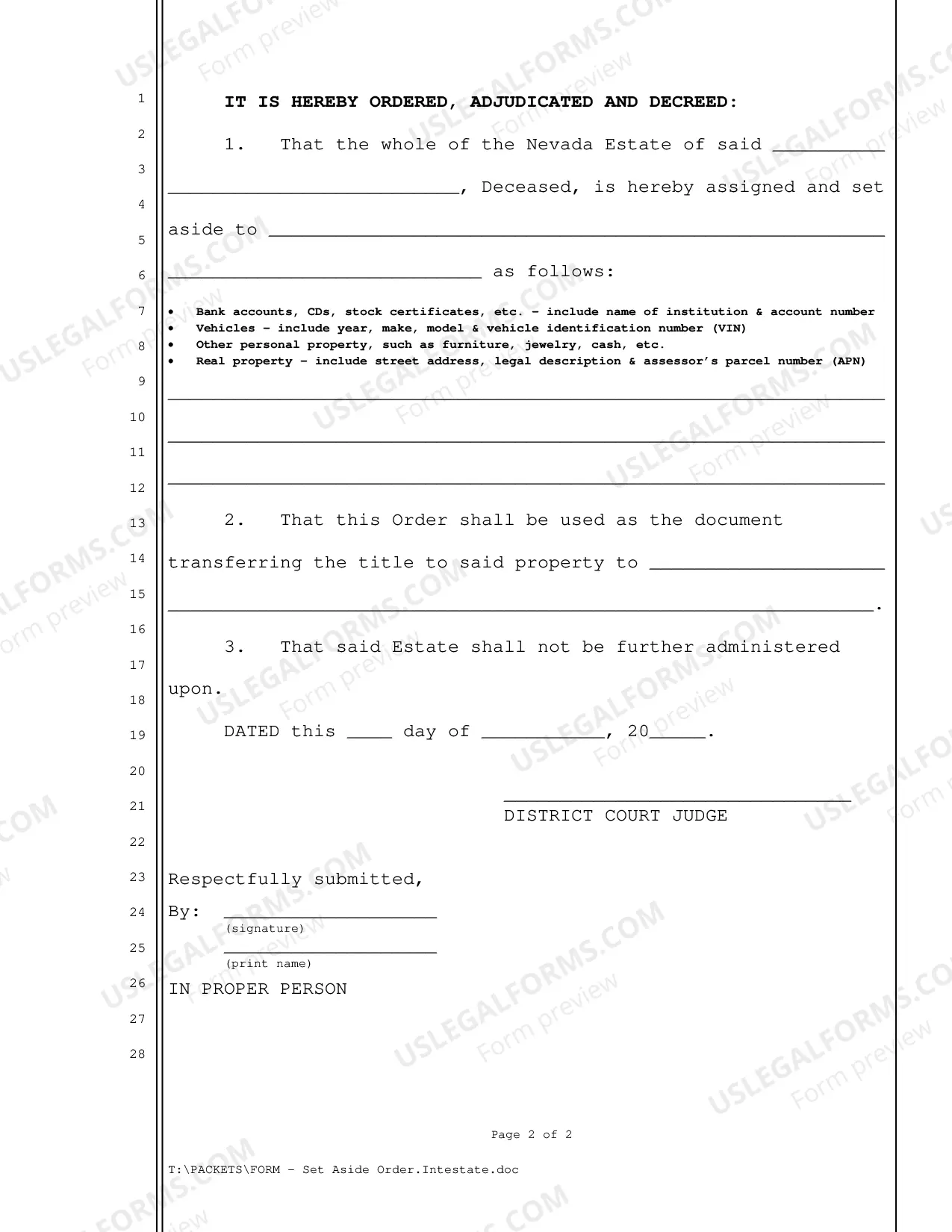 Preview Set Aside Order Intestate