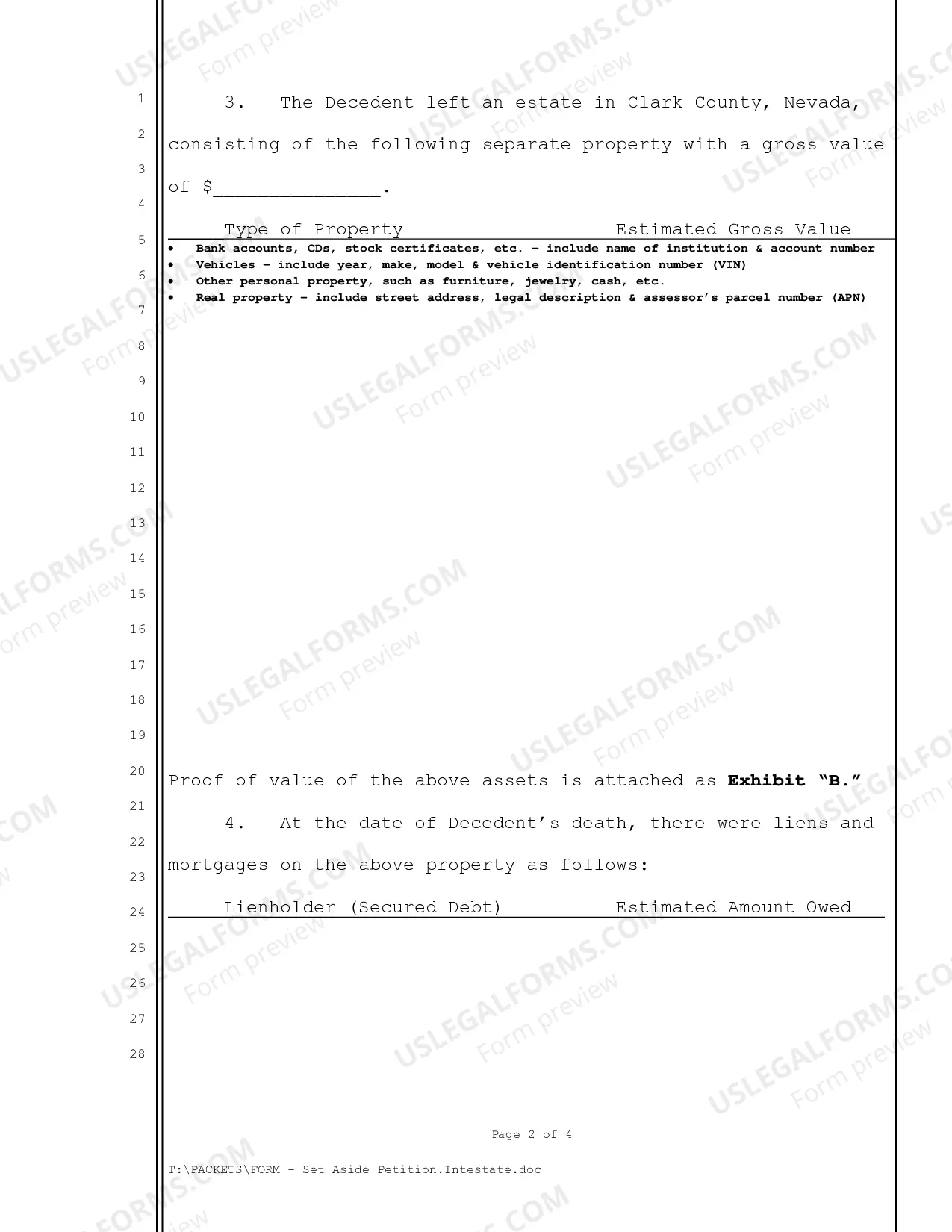Preview Set Aside Petition Intestate