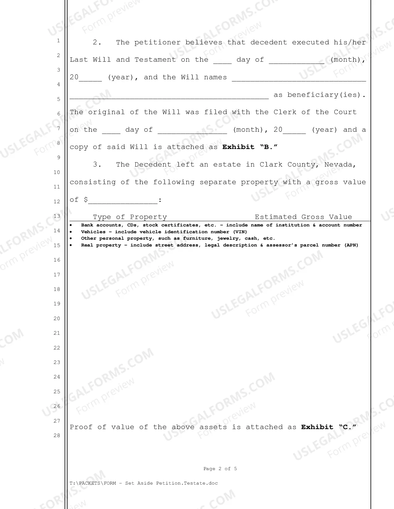 Preview Set Aside Petition Testate