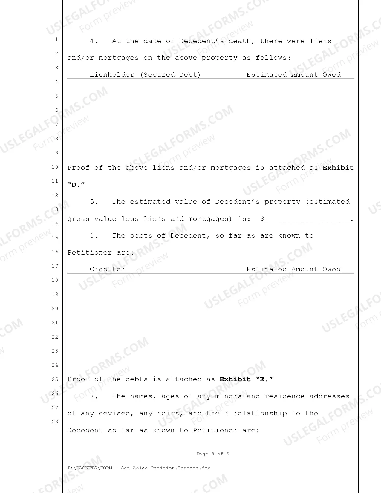 Preview Set Aside Petition Testate