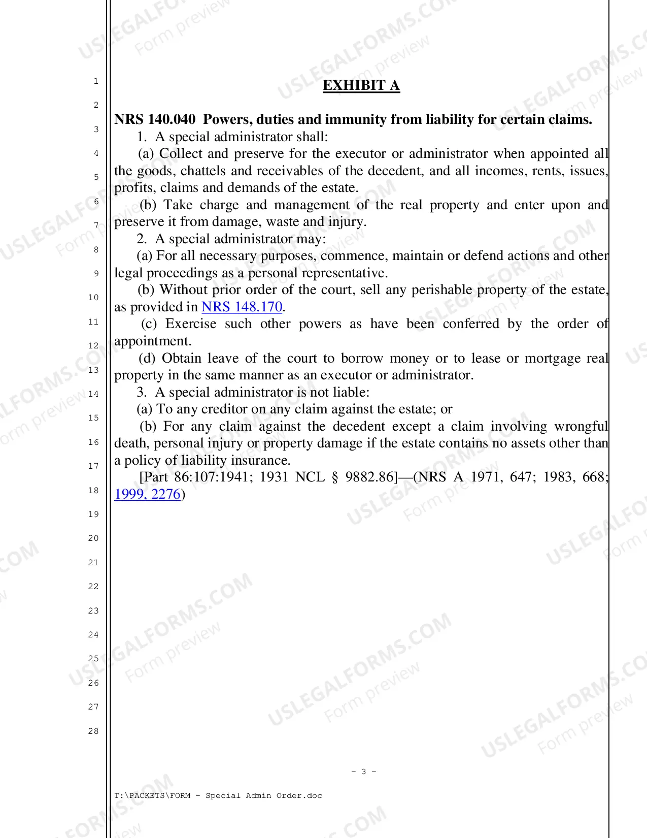 Preview Special Administration Order Safe Deposit