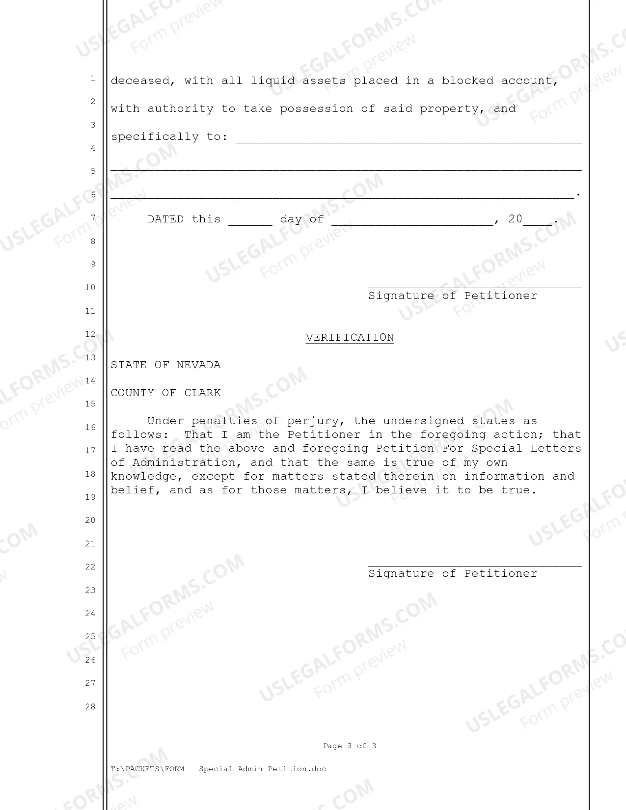 Preview Special Administration Petition