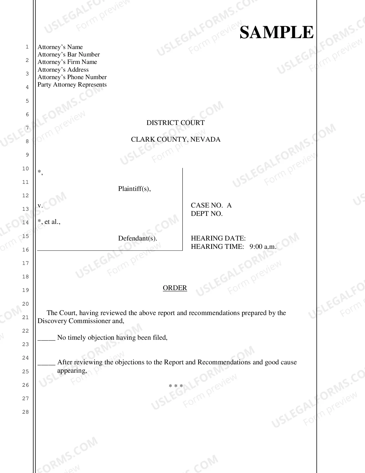 Preview Report and Recommendations Instructional Sample Packet