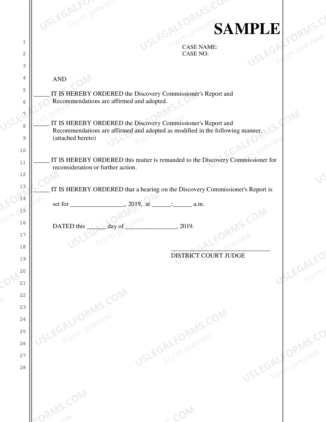 Preview Report and Recommendations Instructional Sample Packet