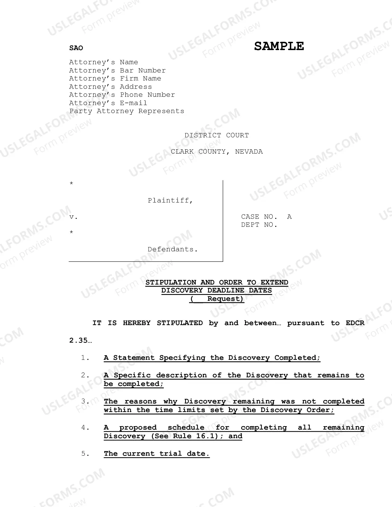 Preview Stipulation and Order to Extend Discovery Deadline Dates