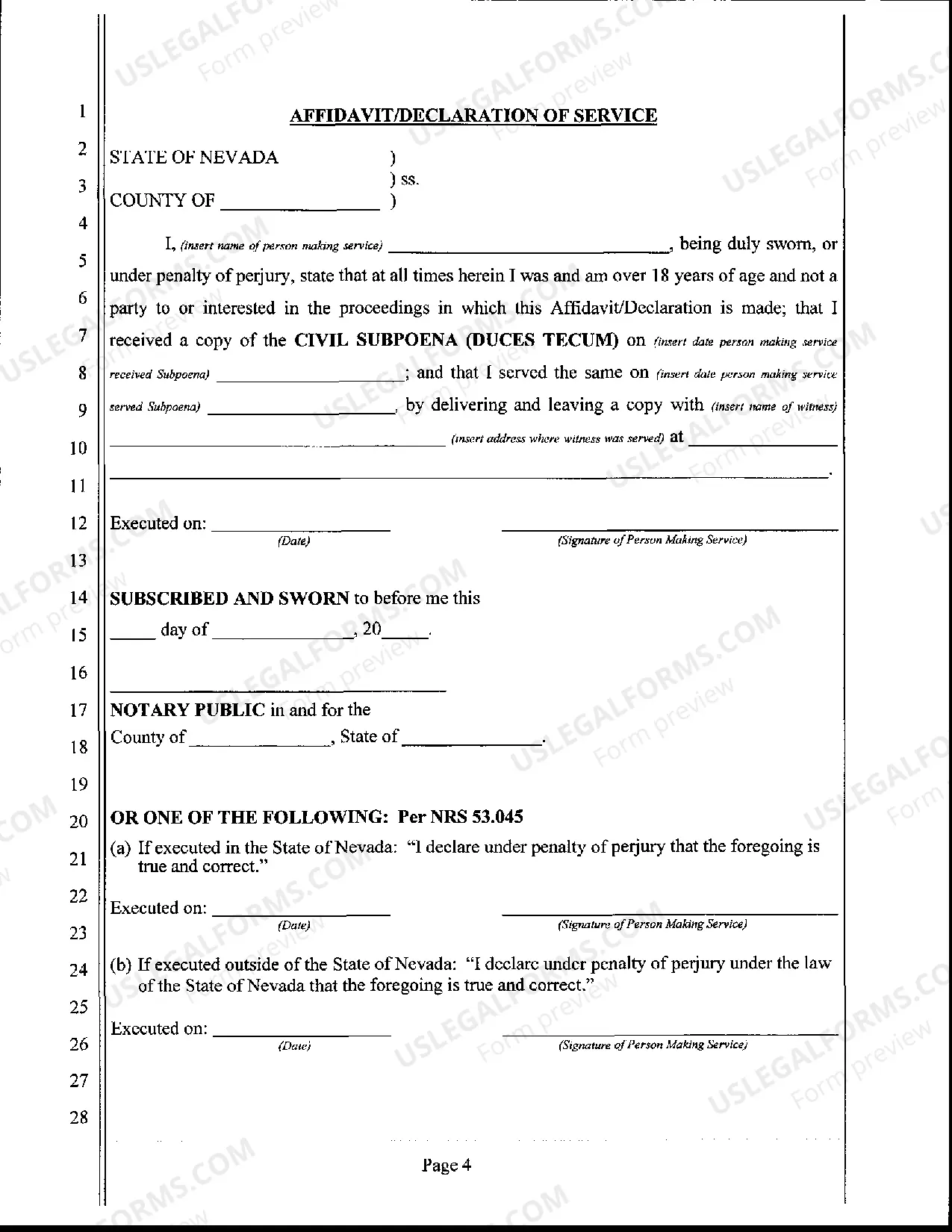 Preview Civil Subpoena (Duces Tecum)