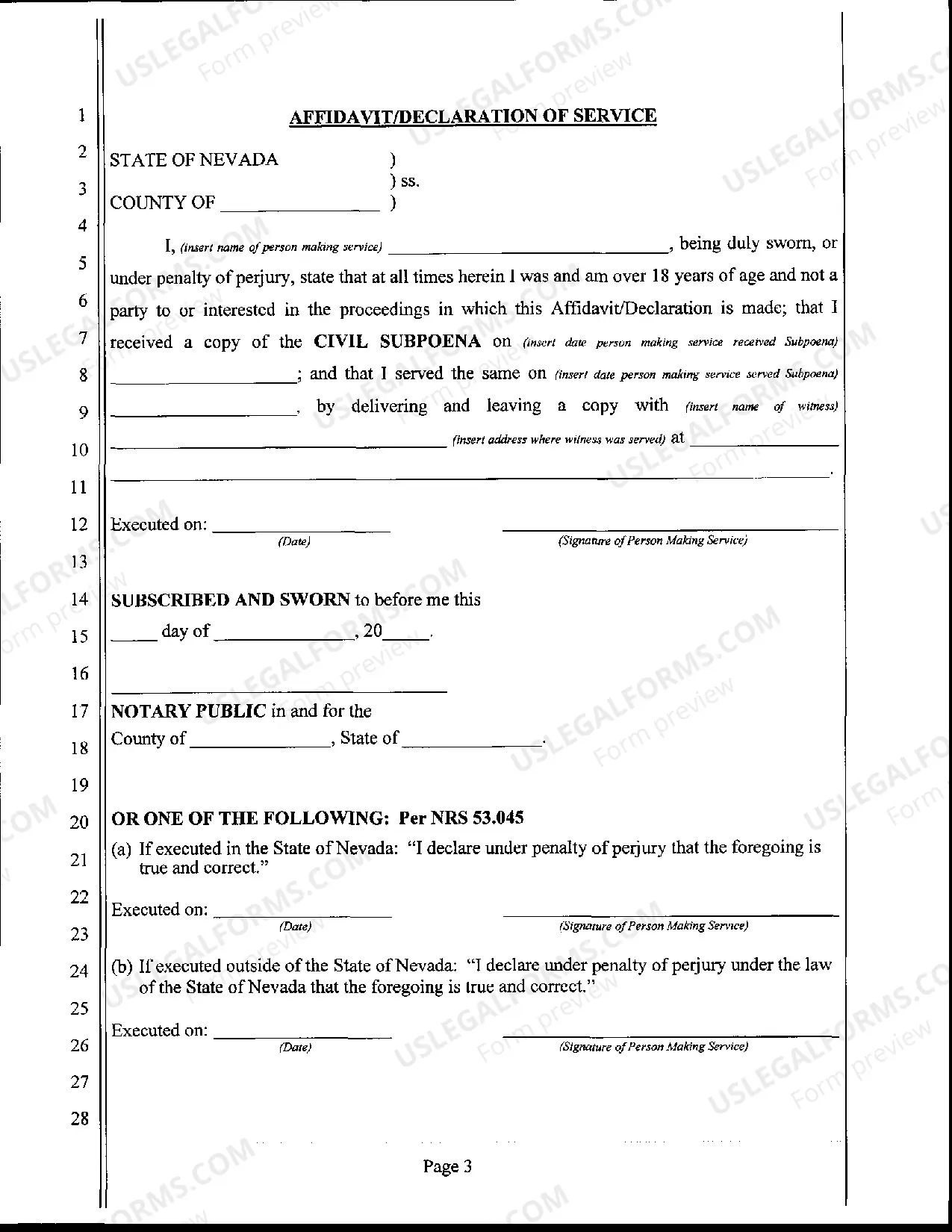 Preview Civil Subpoena