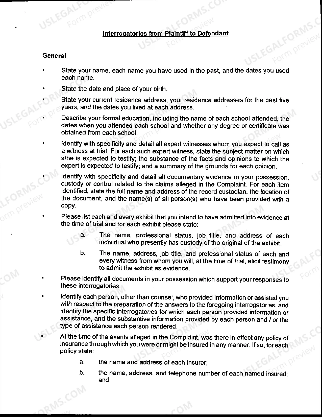 Preview Interrogatories