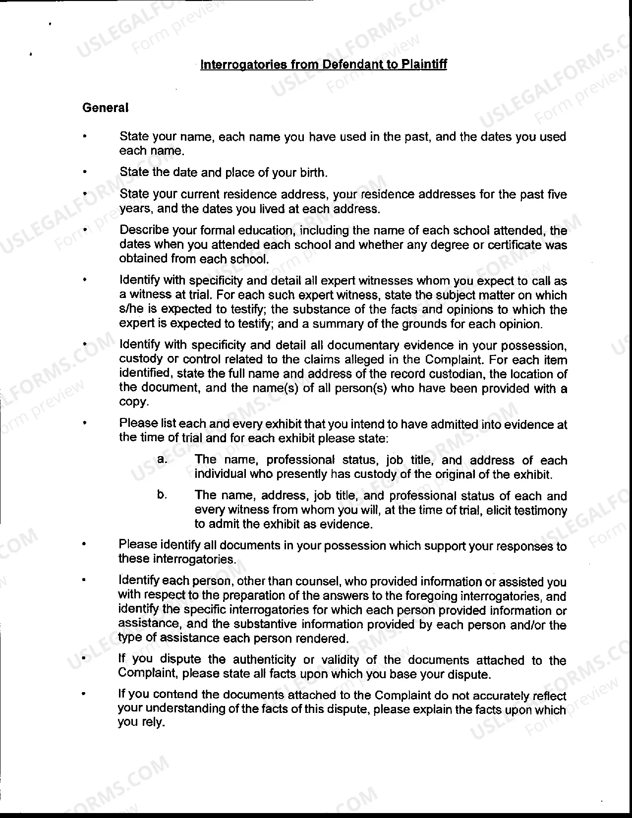 Preview Interrogatories