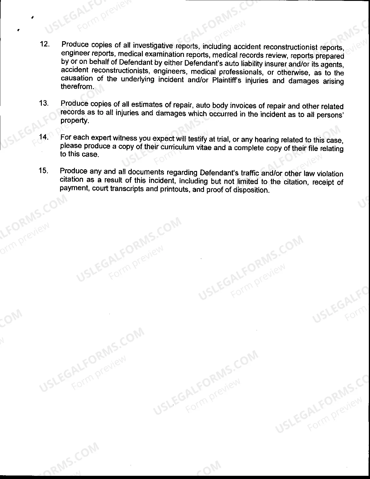 Preview Request for Production of Documents
