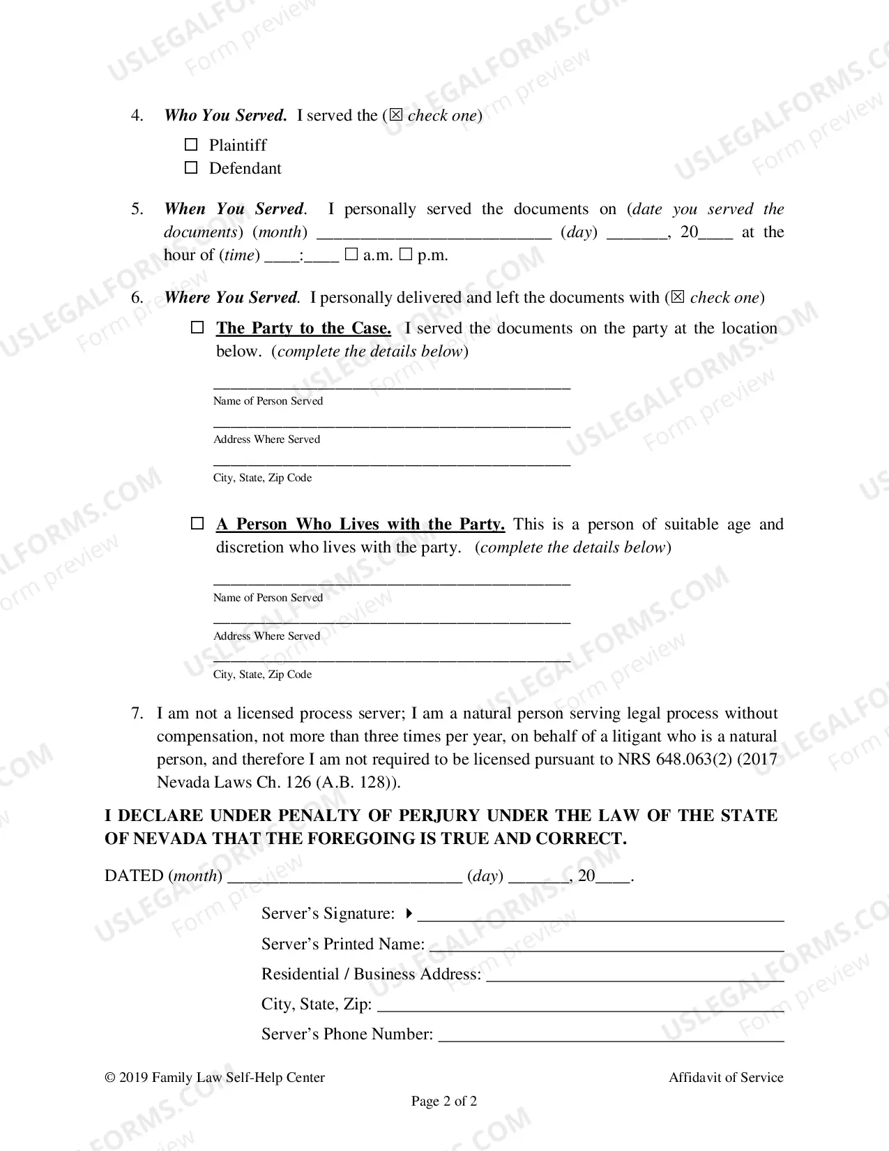 Preview Affidavit of Service