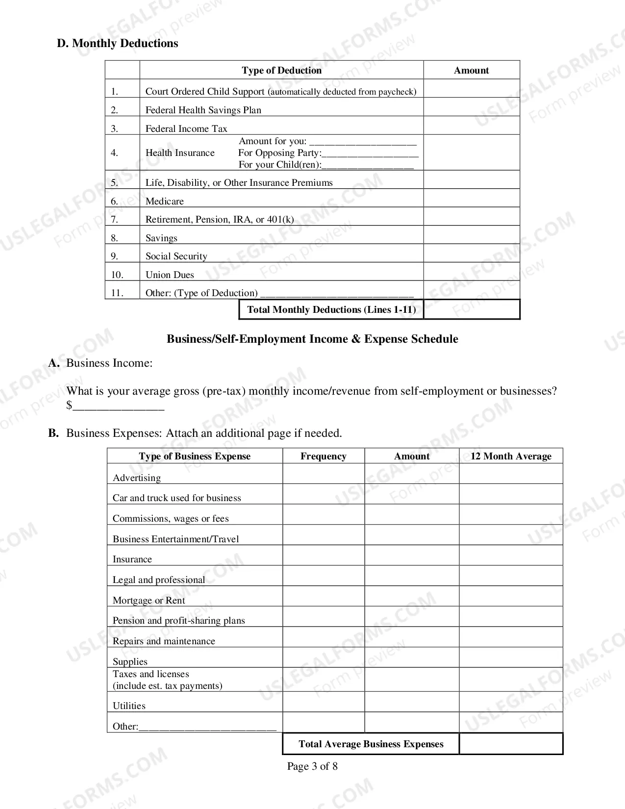 Preview Financial Disclosure Form
