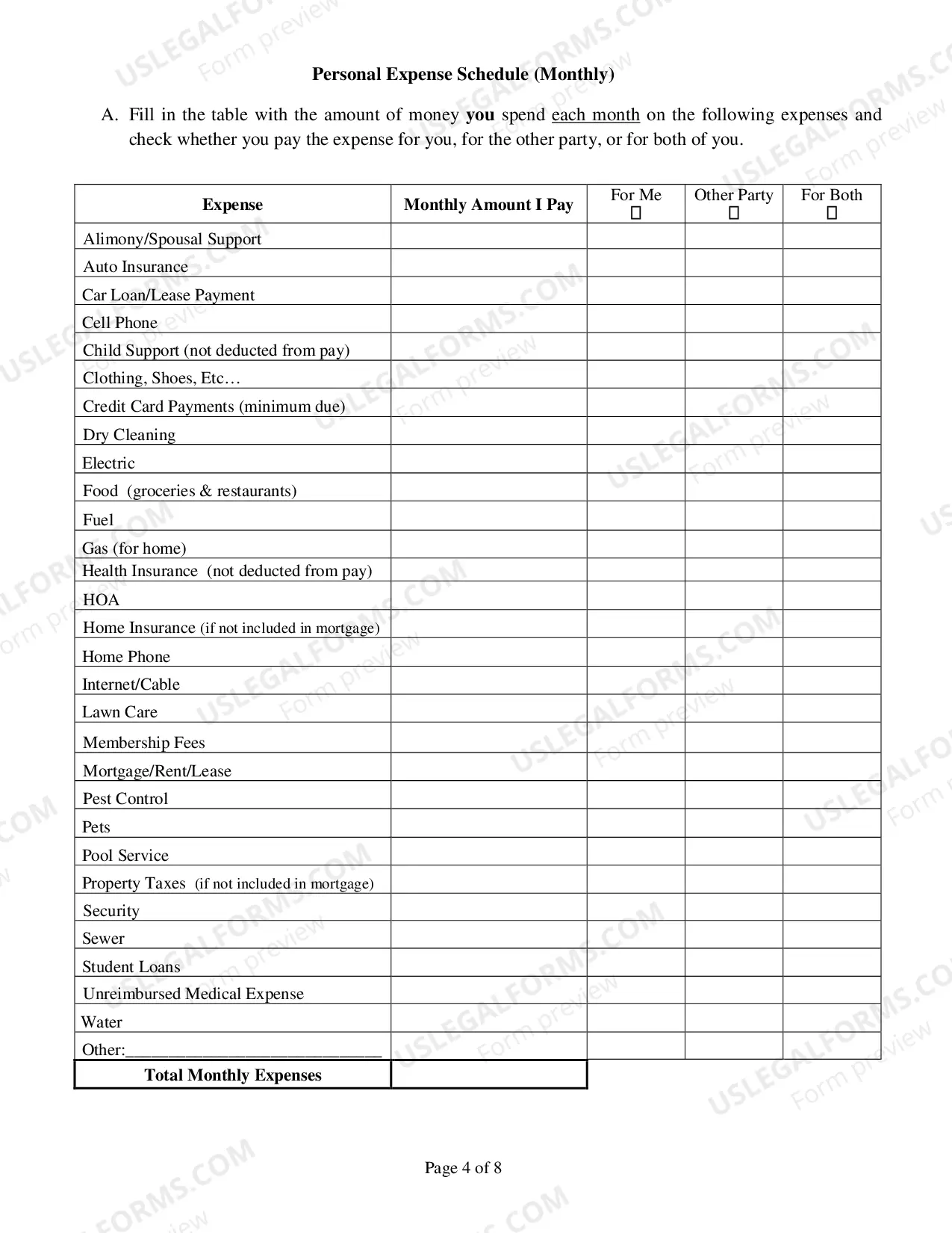 Preview Financial Disclosure Form