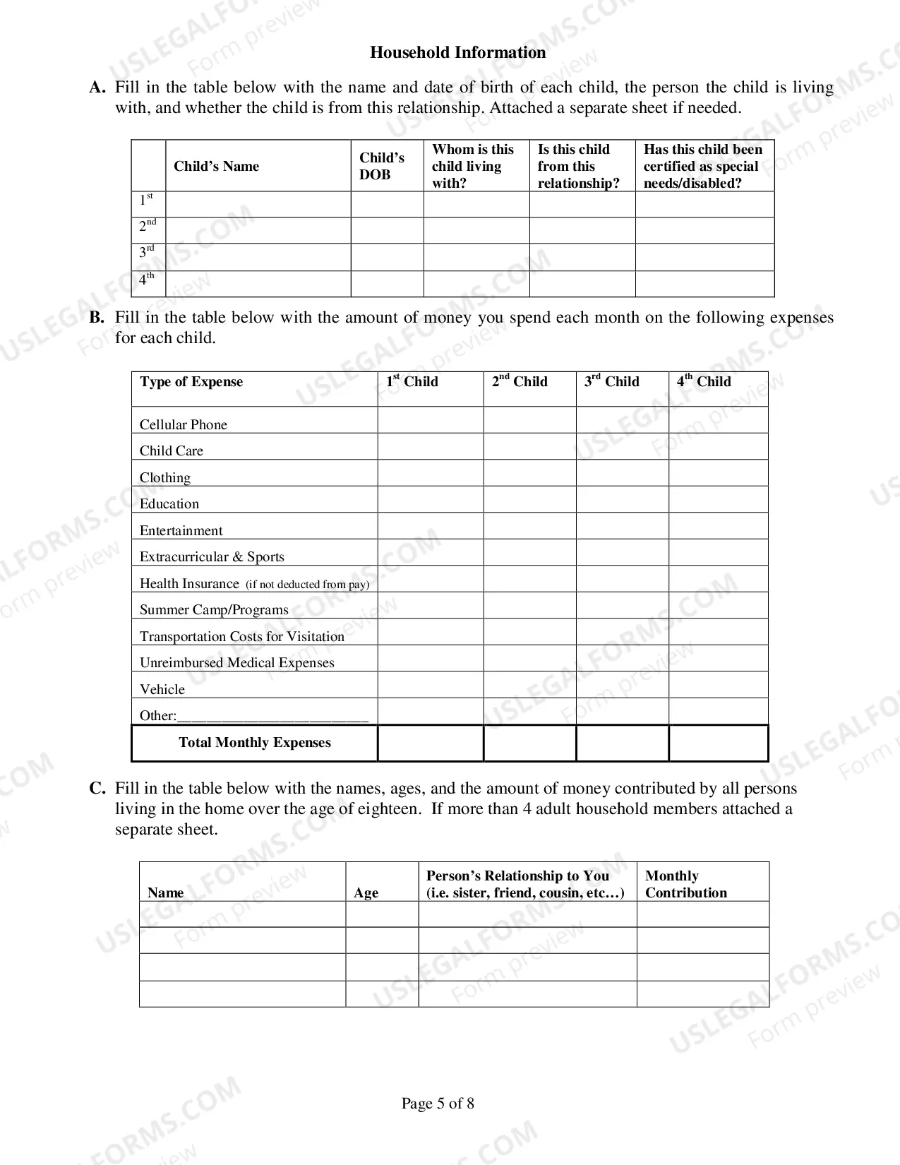 Preview Financial Disclosure Form