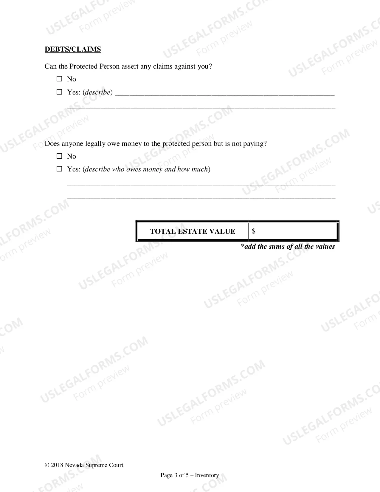 Preview Inventory, Appraisal And Record of Value