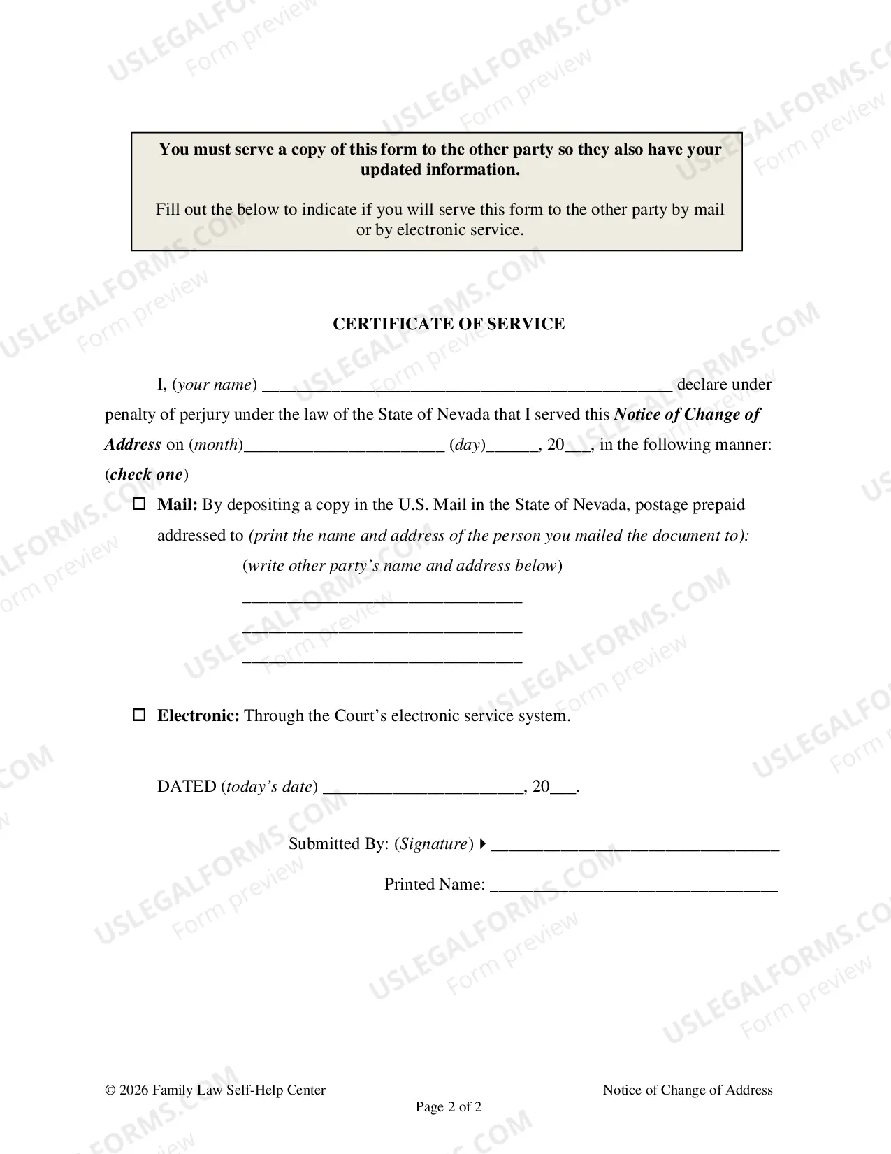 Preview Notice of Change of Address