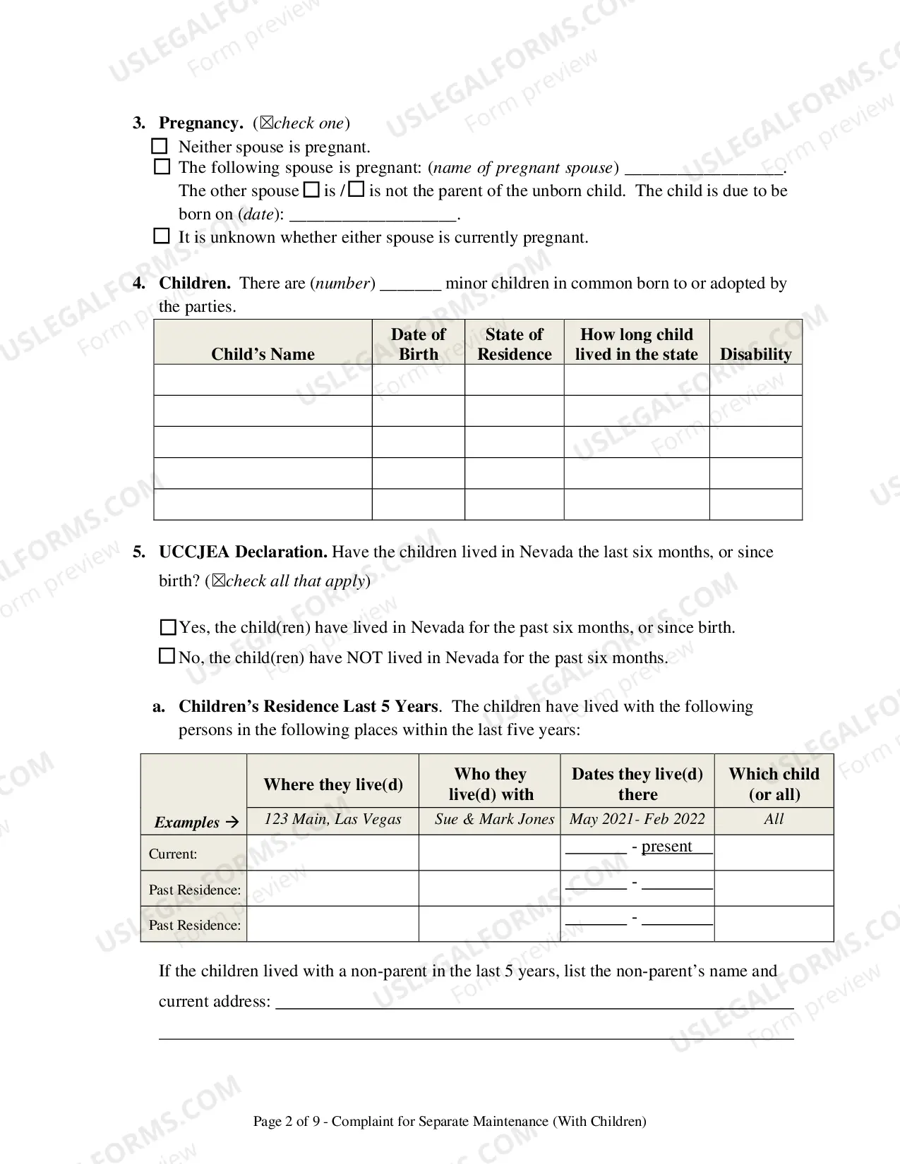 Preview ORComplaint for Separation - With Children