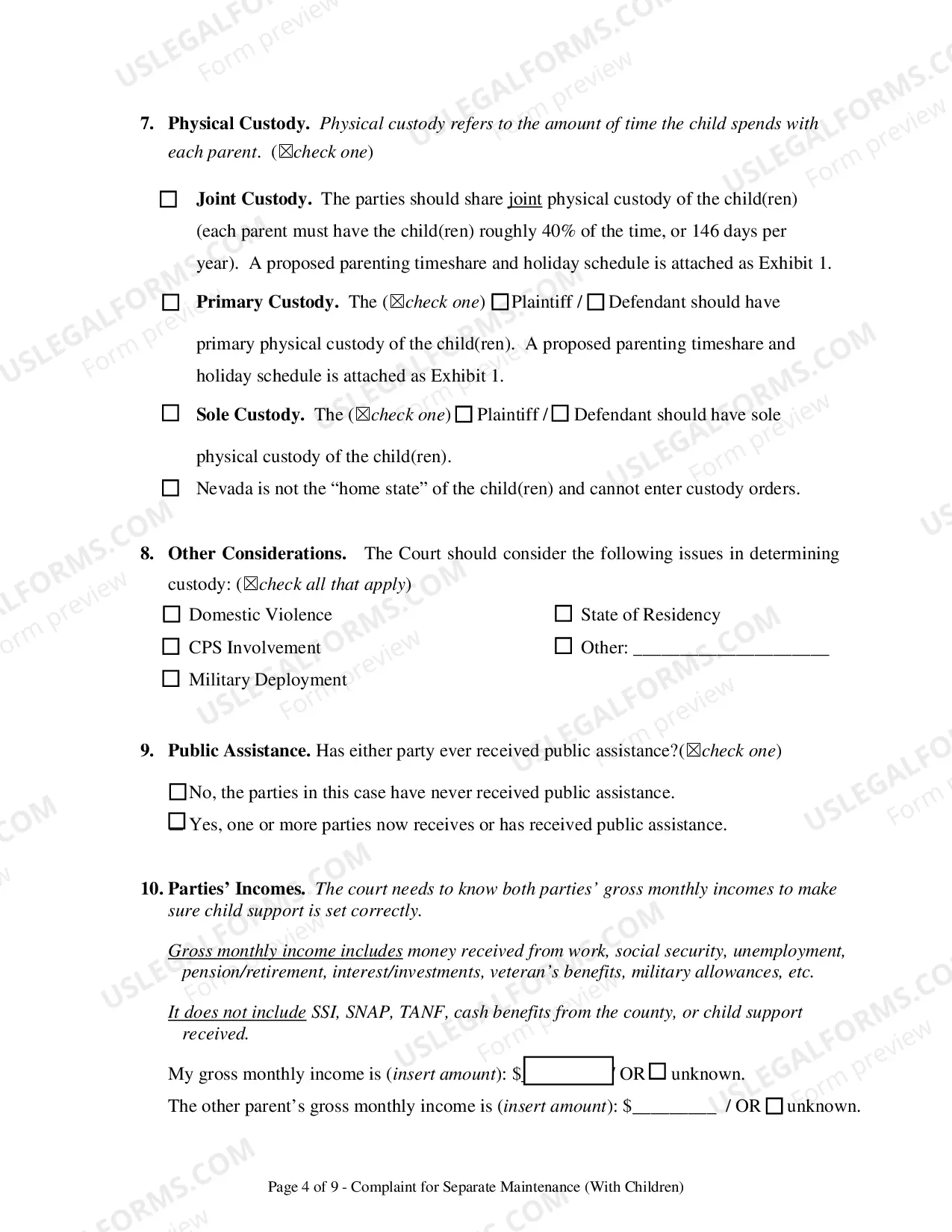 Preview ORComplaint for Separation - With Children