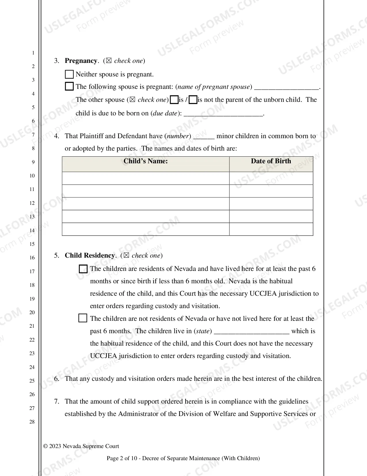 Preview Decree of Separation - With Children