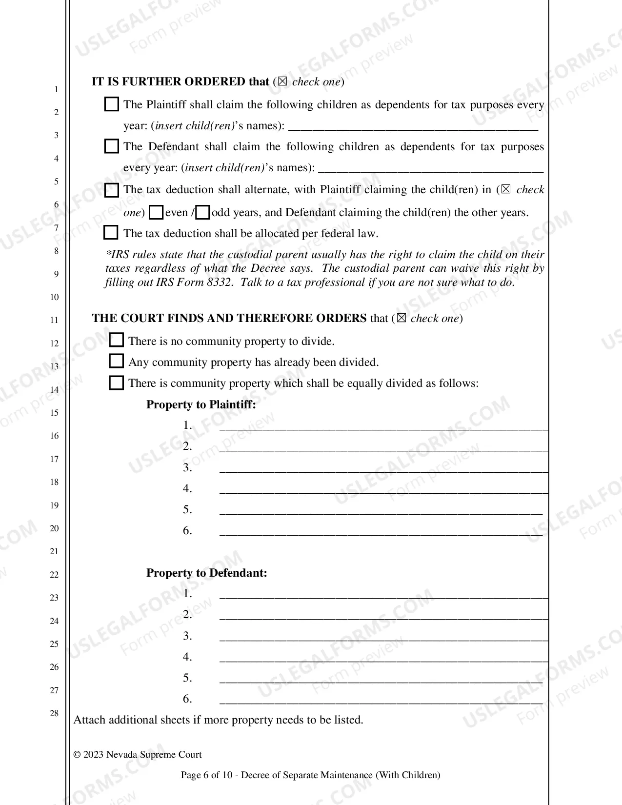 Preview Decree of Separation - With Children