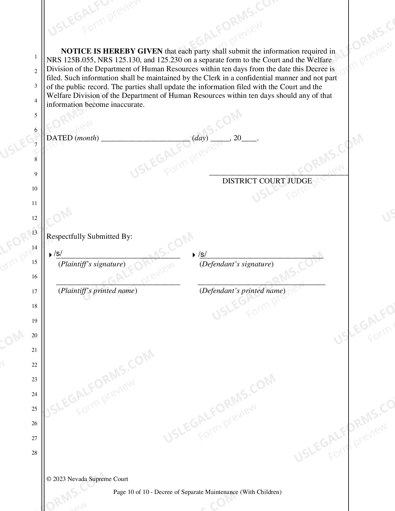Preview Decree of Separation - With Children