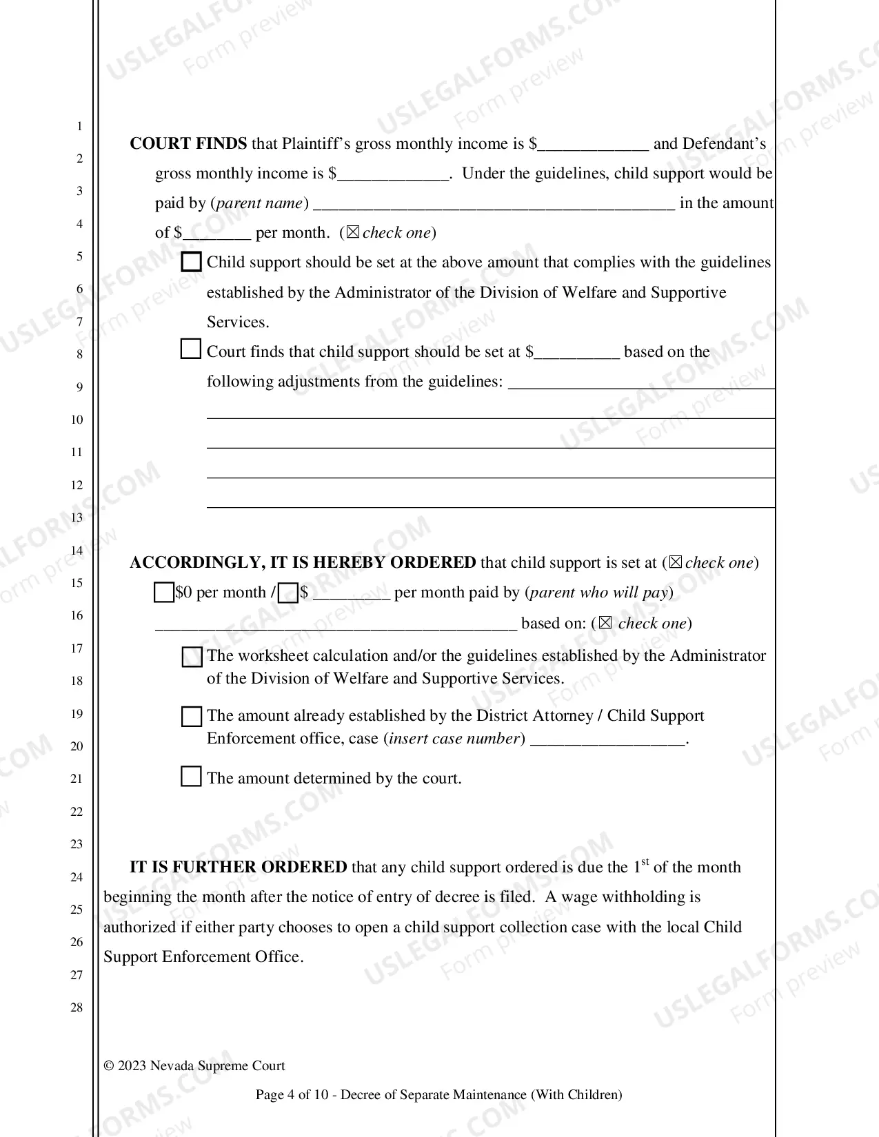 Preview Decree of Separation - With Children