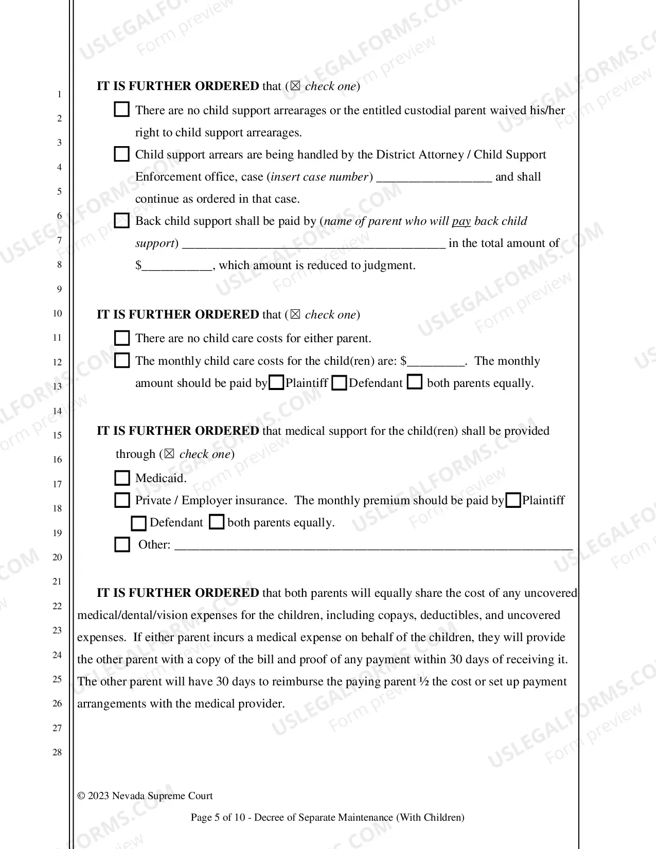 Preview Decree of Separation - With Children