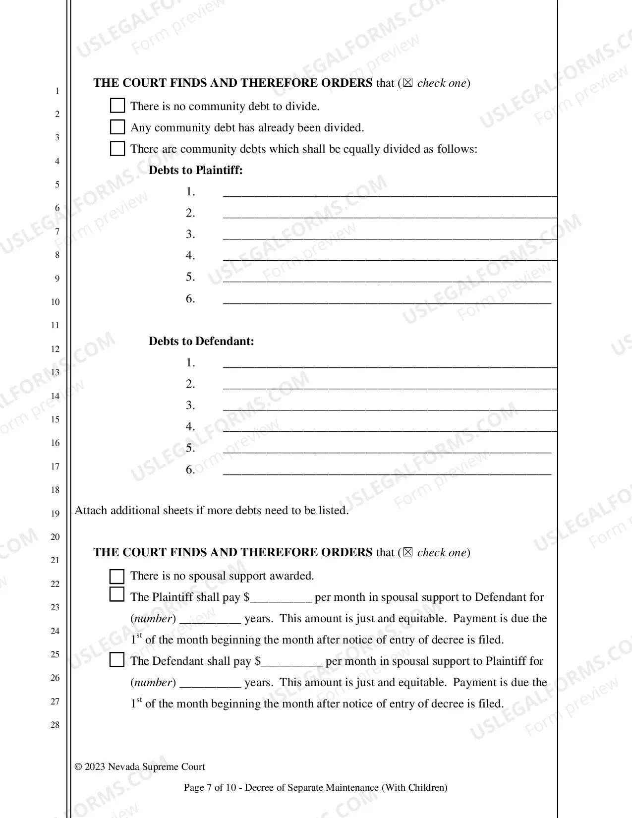 Preview Decree of Separation - With Children