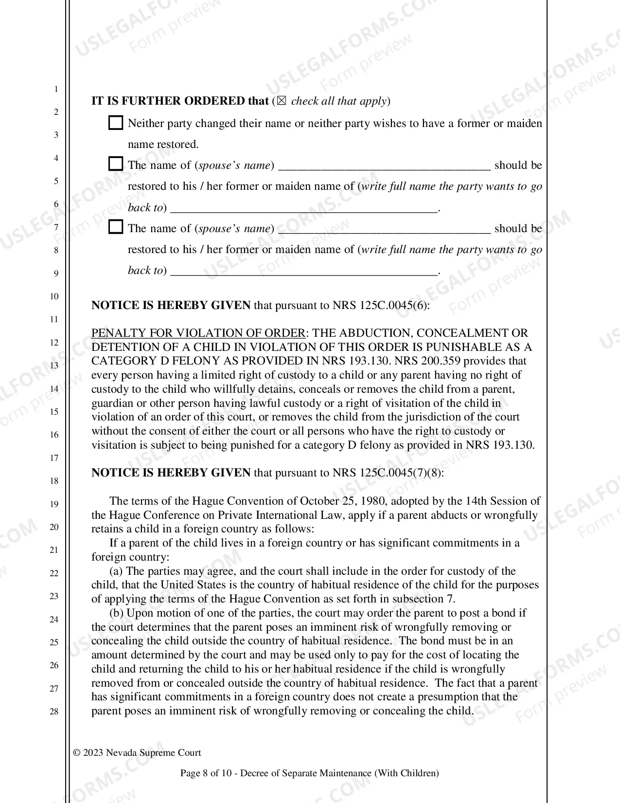 Preview Decree of Separation - With Children