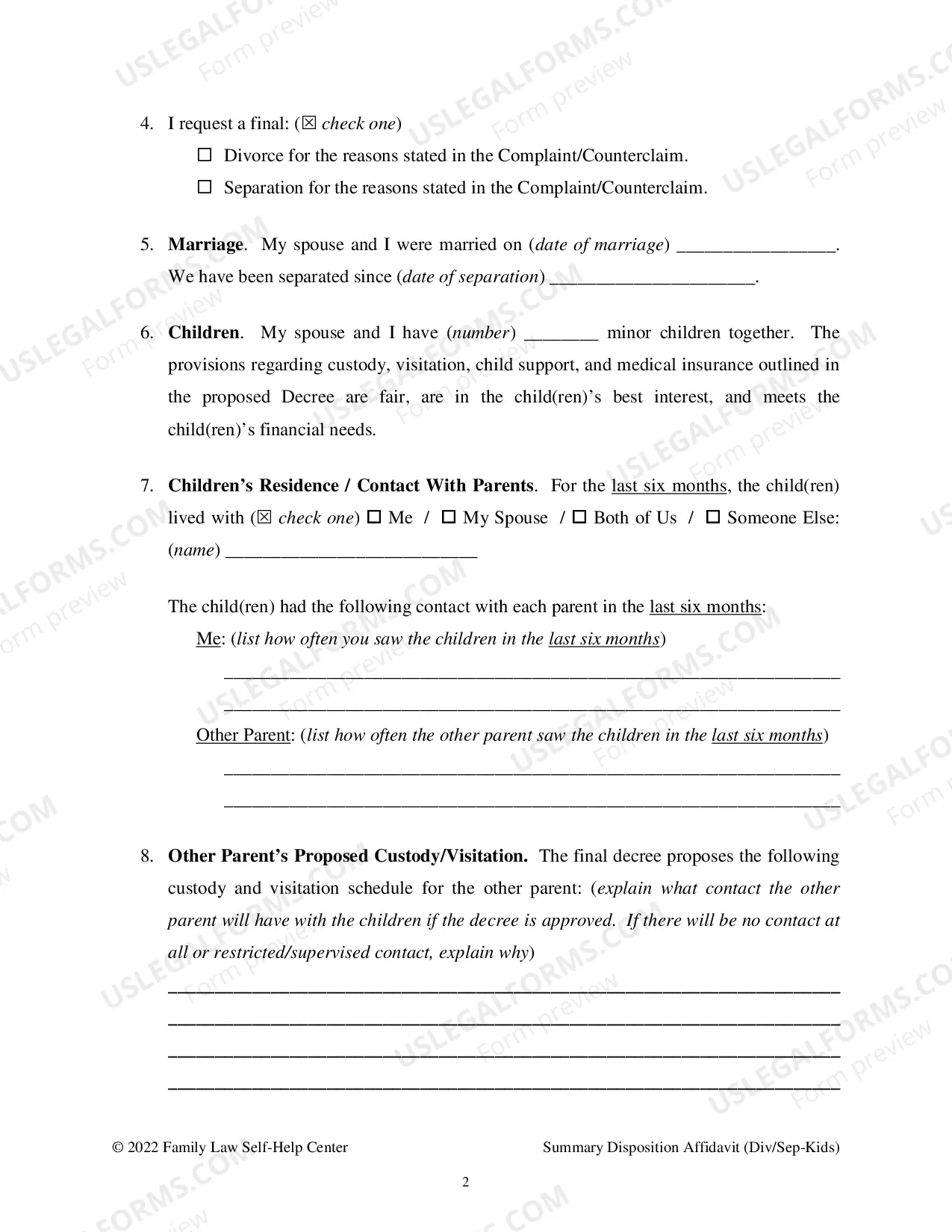 Preview Affidavit in Support of Request for Summary Disposition - With Kids