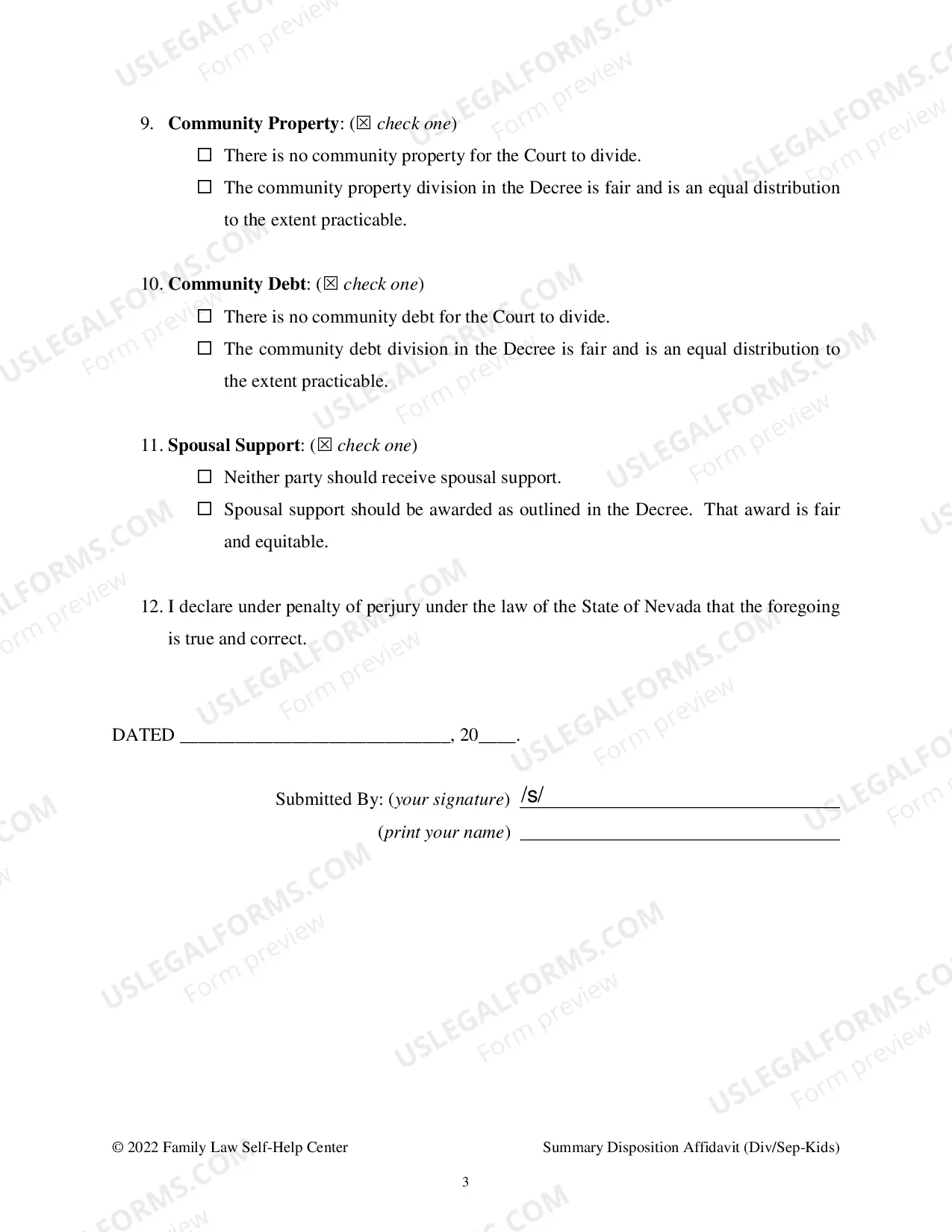 Preview Affidavit in Support of Request for Summary Disposition - With Kids