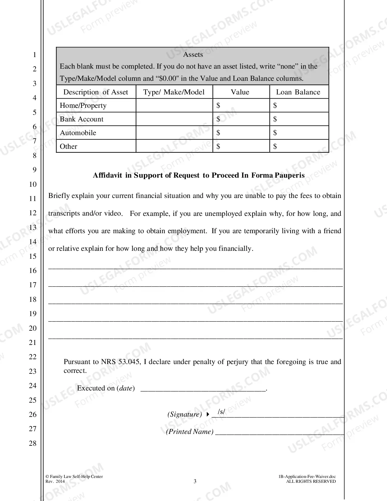 Preview Application & Order to Waive Video/Transcript Fee Fee