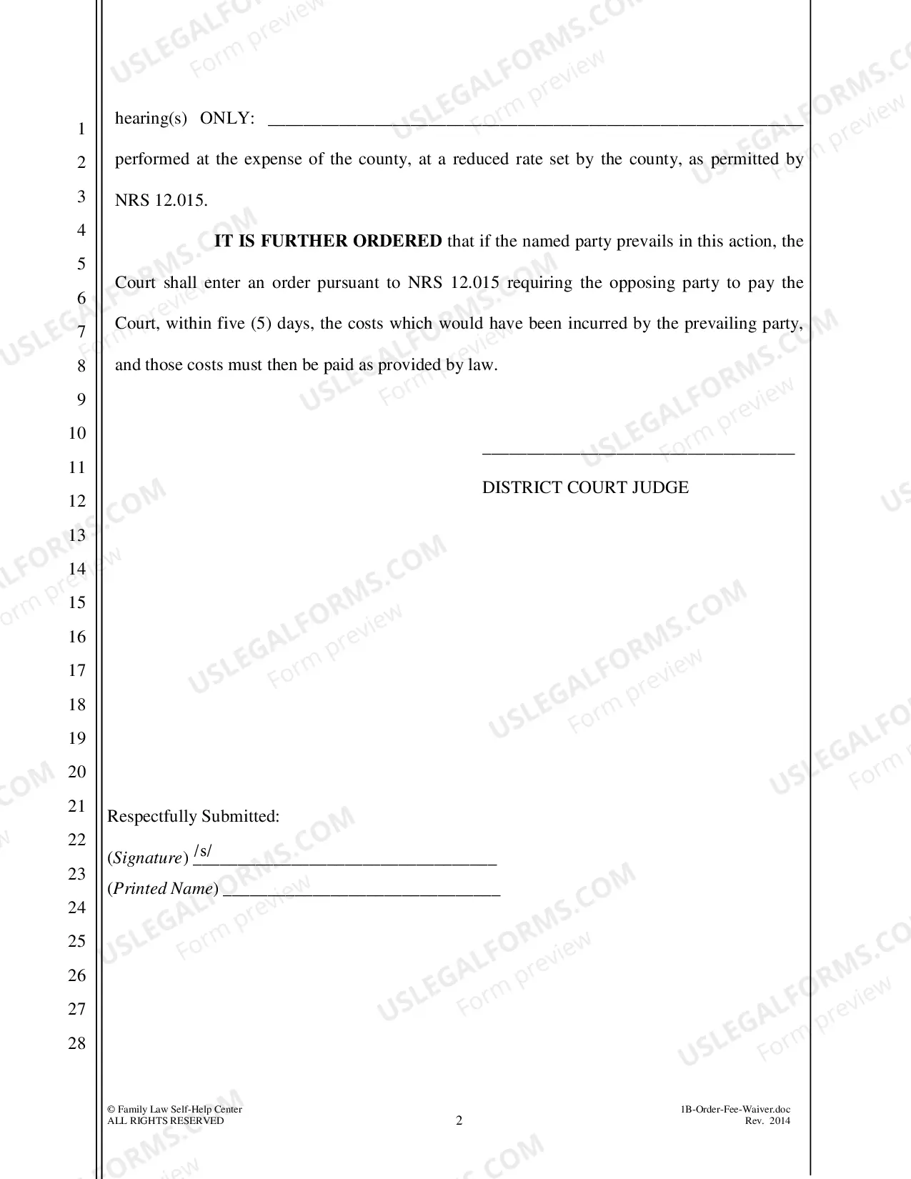 Preview Application & Order to Waive Video/Transcript Fee Fee