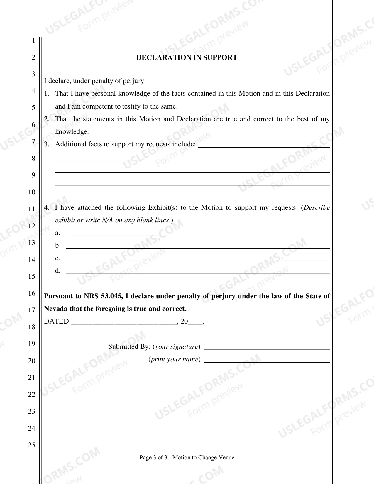 Preview Motion to Change Venue(to move a case from another Nevada county to Clark County)
