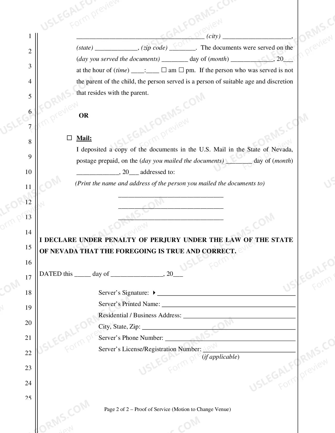 Preview Motion to Change Venue(to move a case from another Nevada county to Clark County)