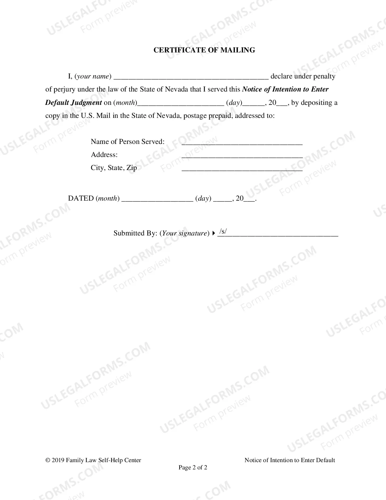 Preview Notice of Intent to Take Default Judgment