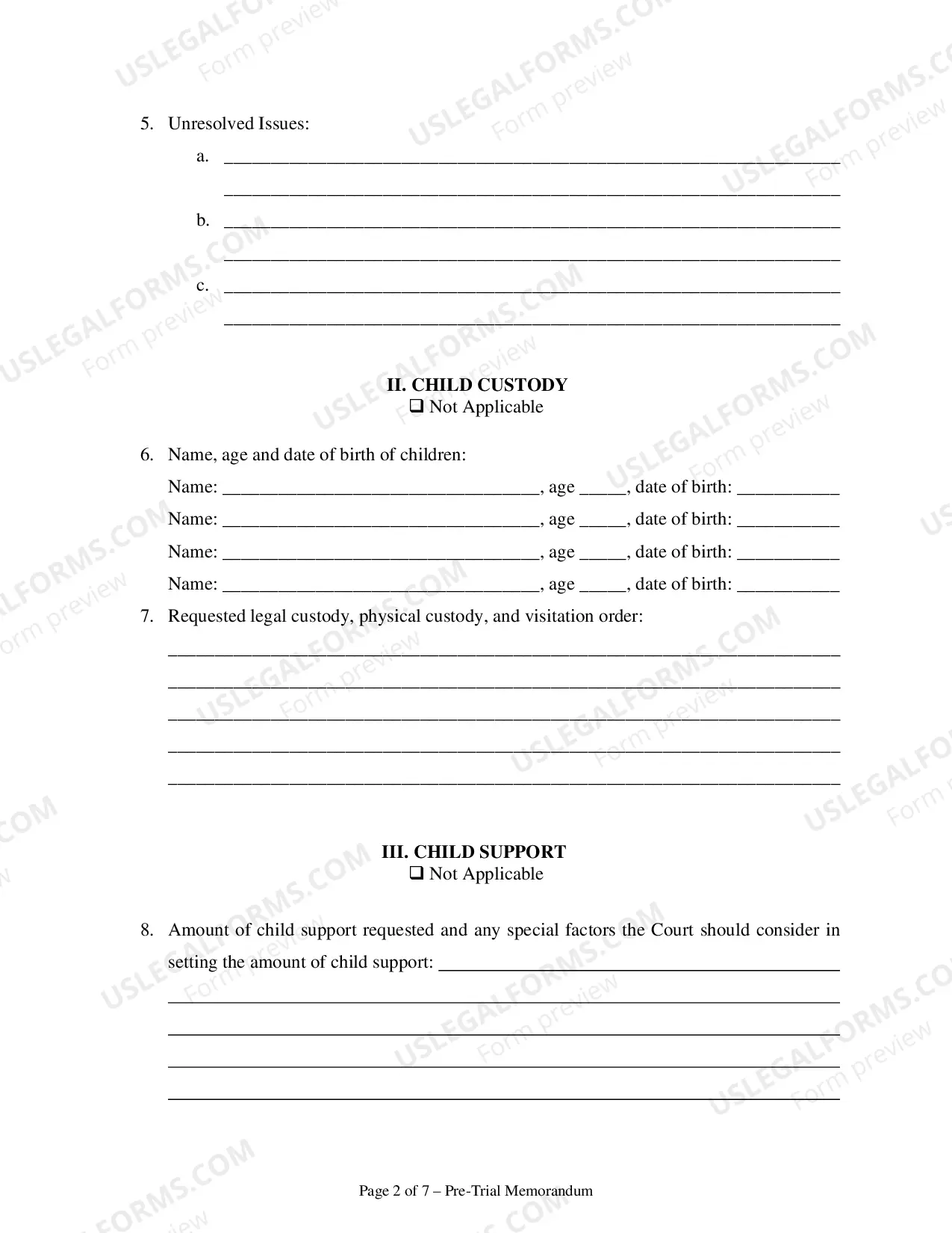 Preview Pre-Trial Memorandum