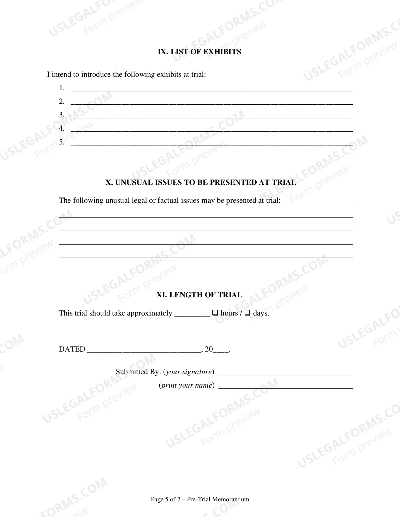 Preview Pre-Trial Memorandum