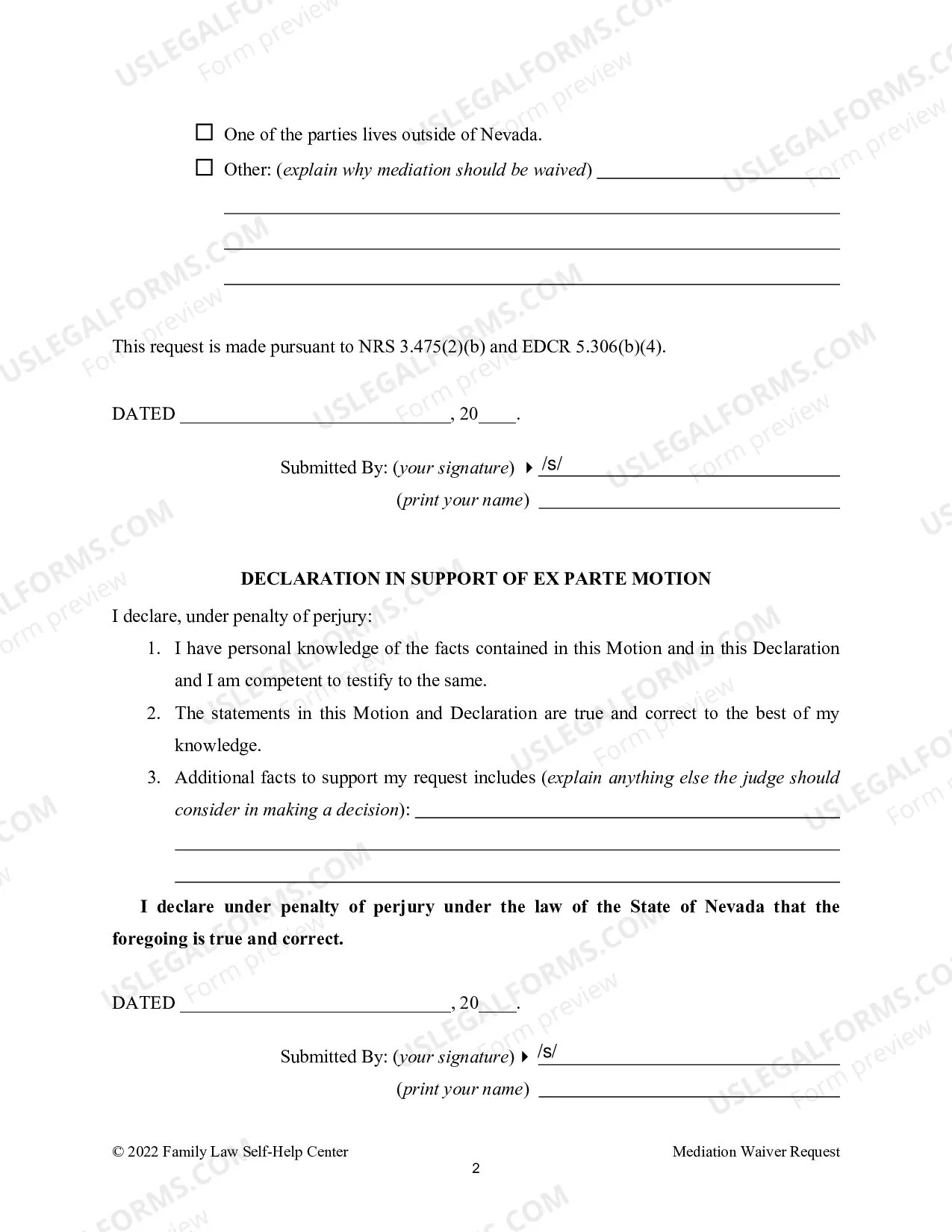 Preview Request and Order to Waive Mediation