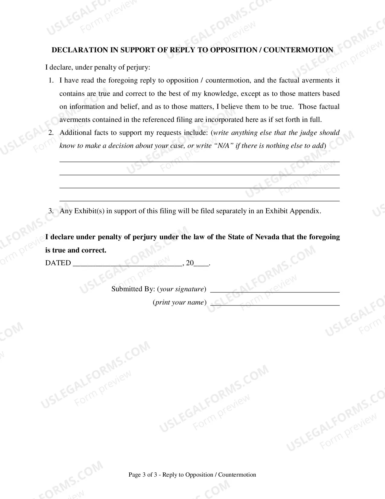 Preview Reply to Opposition / Countermotion