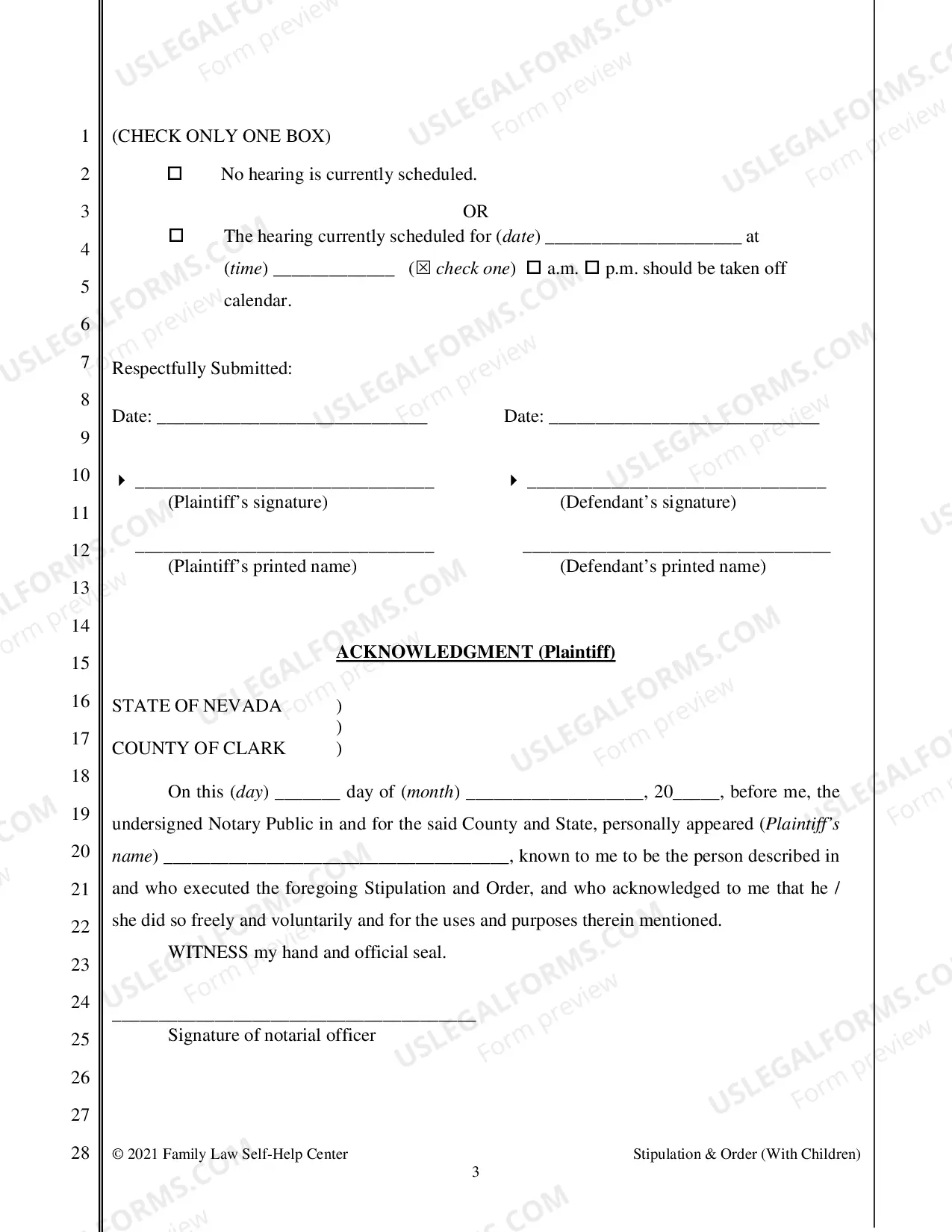 Preview Stipulation and Order Regarding Children