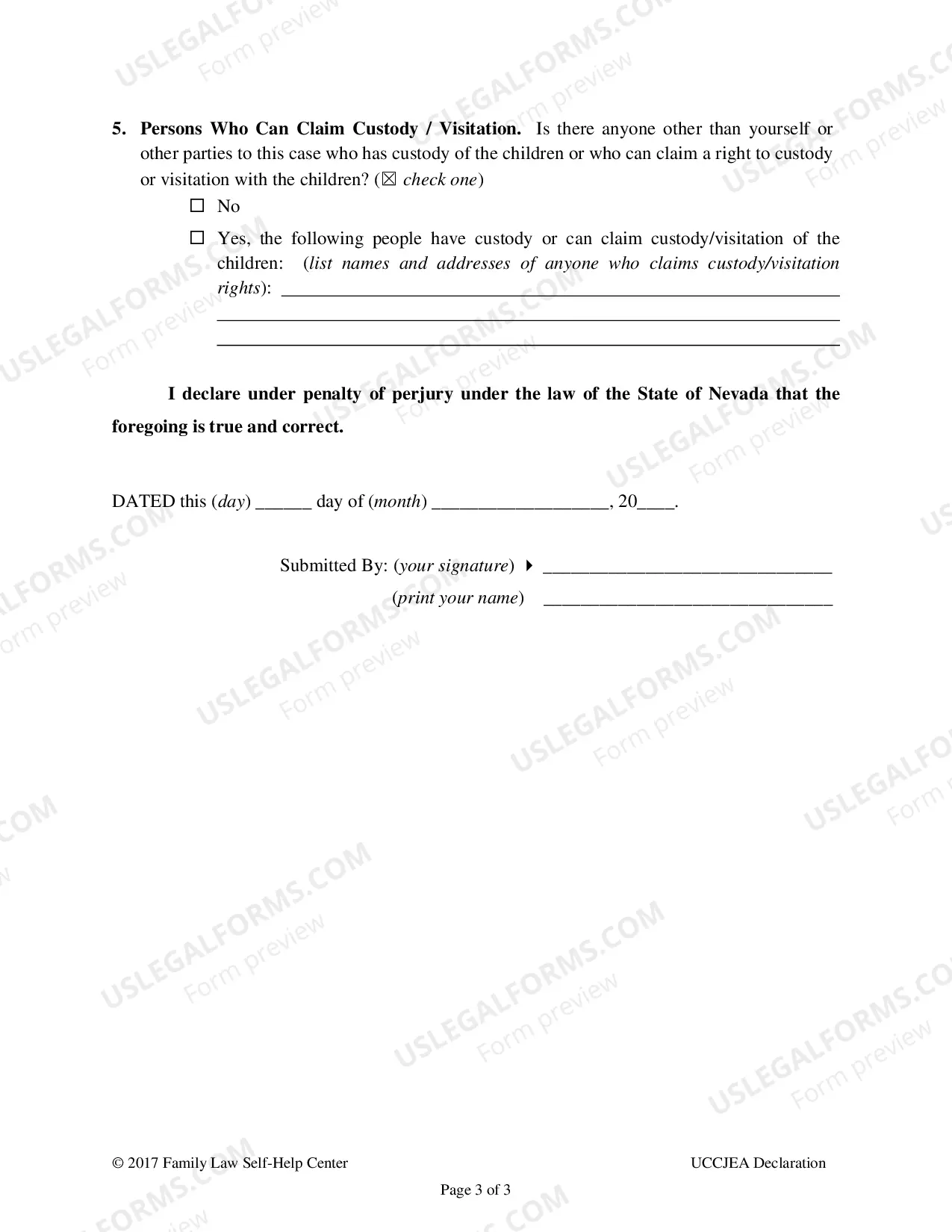 Preview UCCJEA Declaration