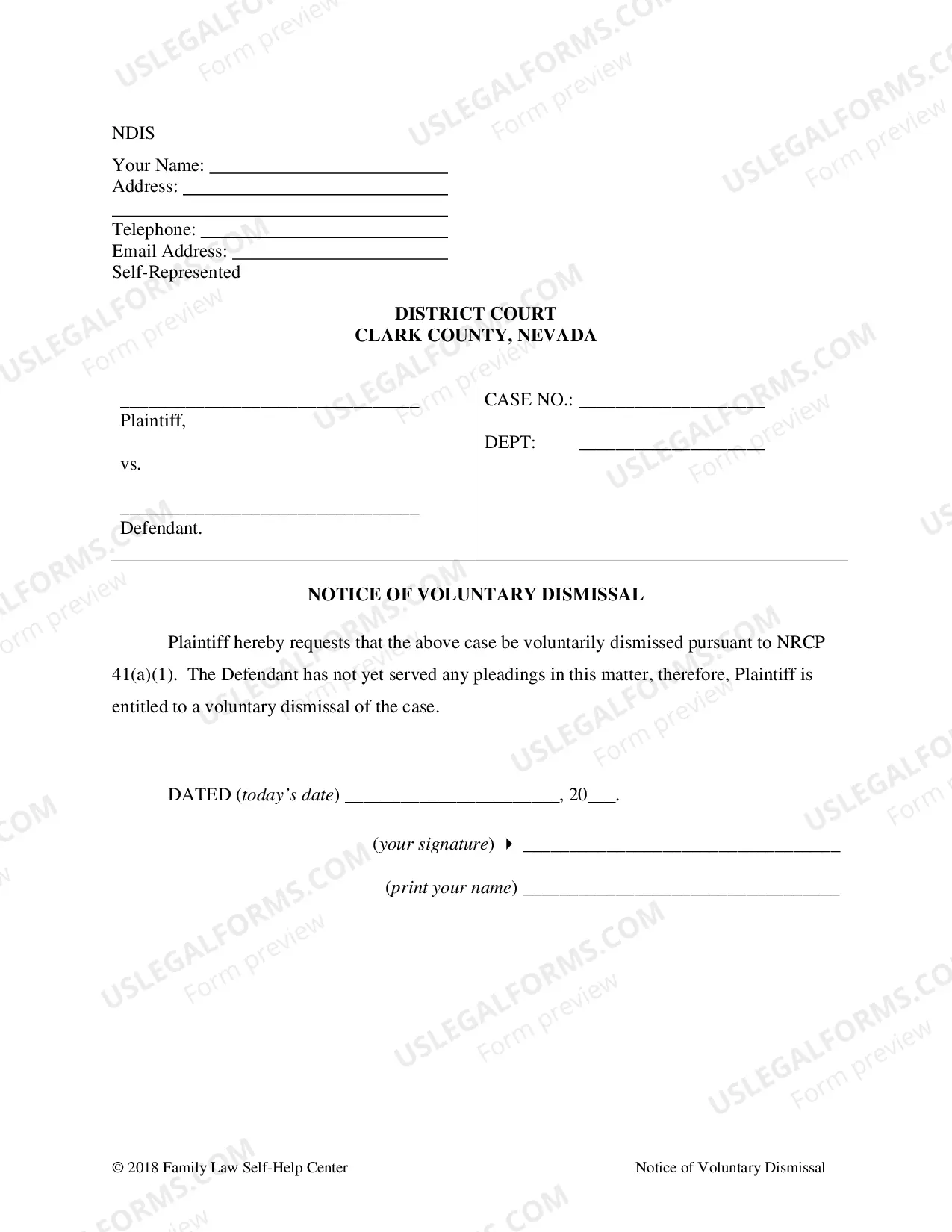 Preview Voluntary Dismissal Packet